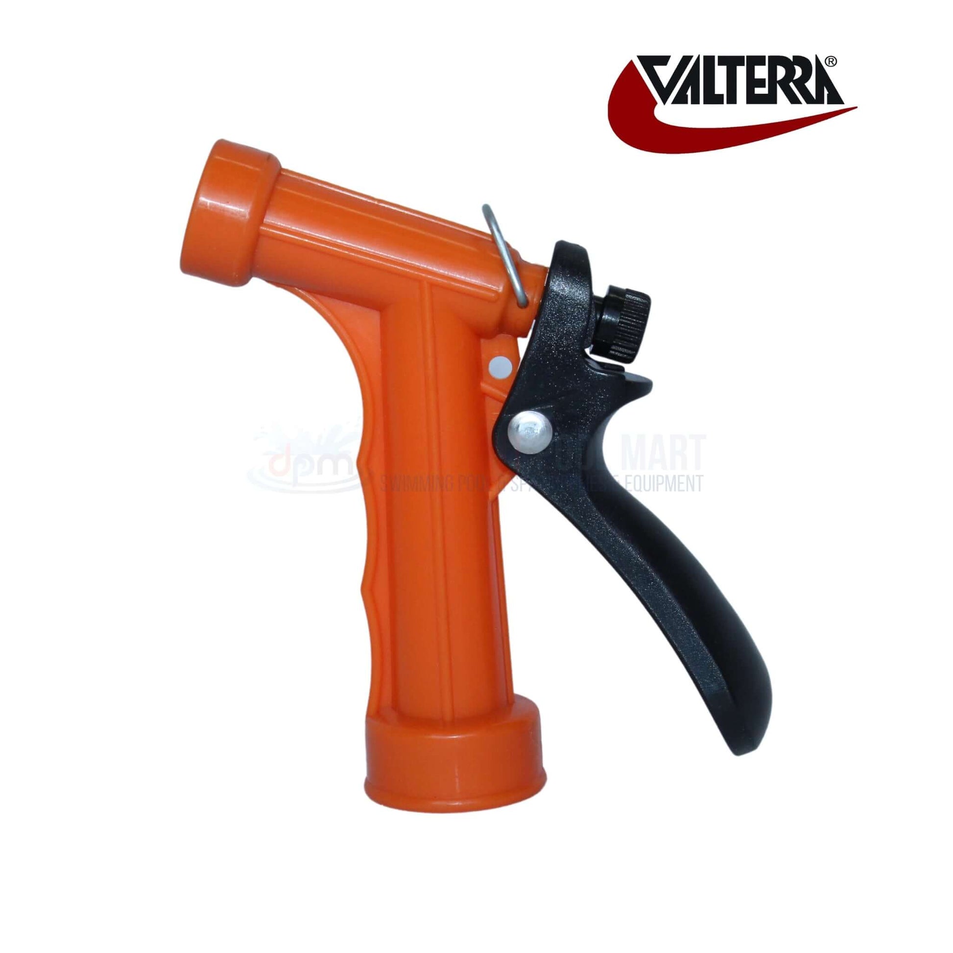 Valterra Plastic Pistol Nozzle in orange, ideal for efficient water control. Available at Discount Pool Mart DPM.
