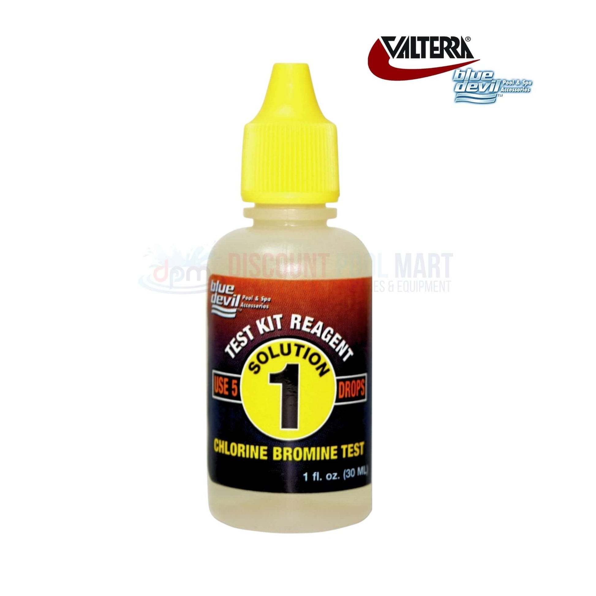 Valterra Blue Devil #1 Solution 1 oz reagent for chlorine testing in pools and spas, available at Discount Pool Mart DPM.