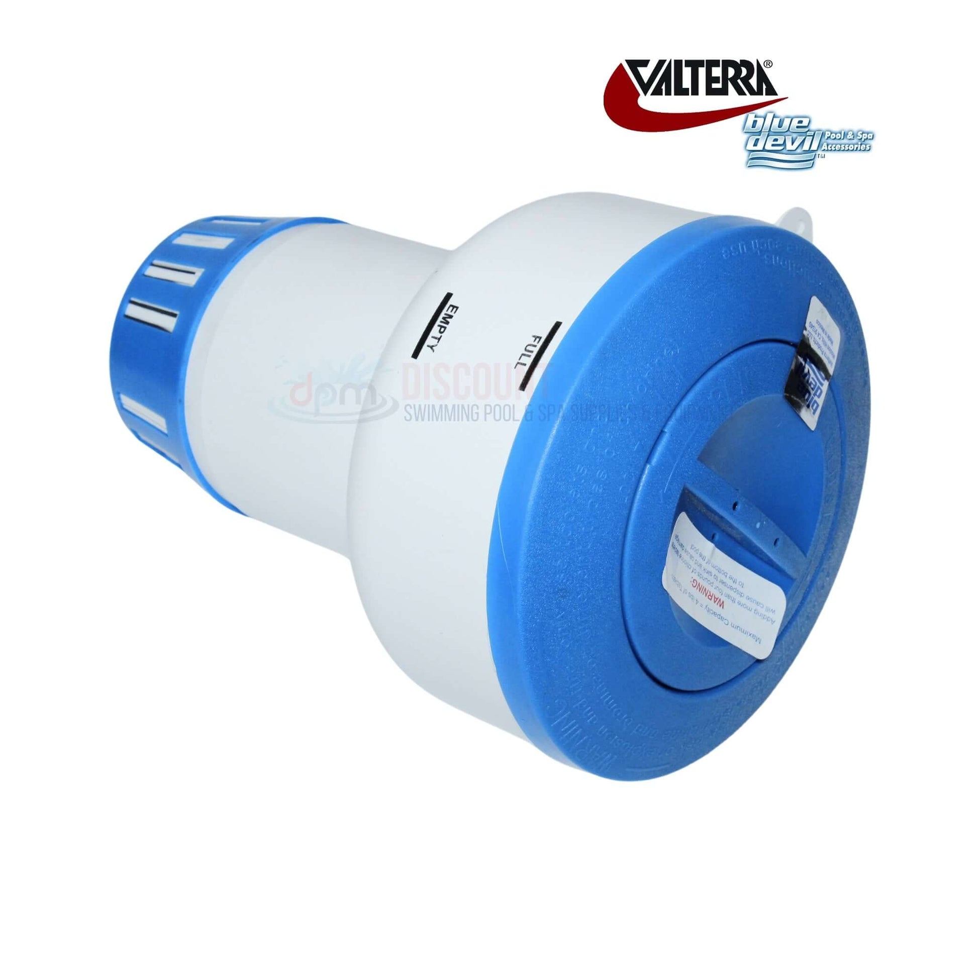 Valterra Blue Devil Elongated Floating Chlorinator B8072 from Discount Pool Mart DPM for efficient pool sanitization.