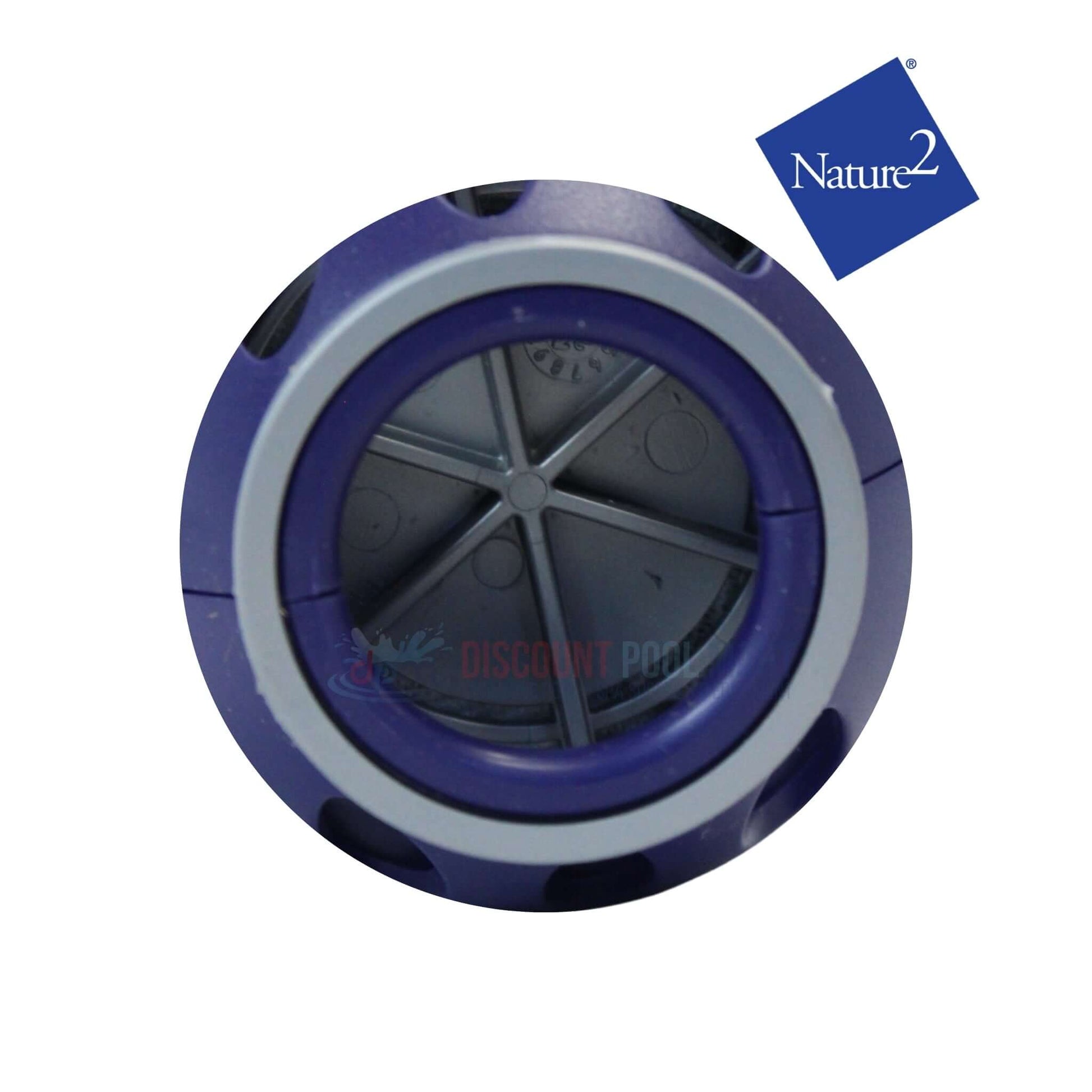 W28001 | Zodiac Nature2 DuoClear 35k Mineral Cartridge top view, purple design, for pool sanitizing by Discount Pool Mart.