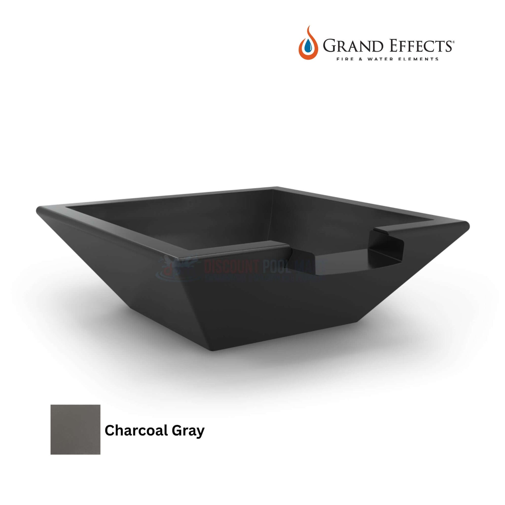 Grand Effects Corinthian Water Bowl in Charcoal Gray, premium GFRC design by Discount Pool Mart DPM.