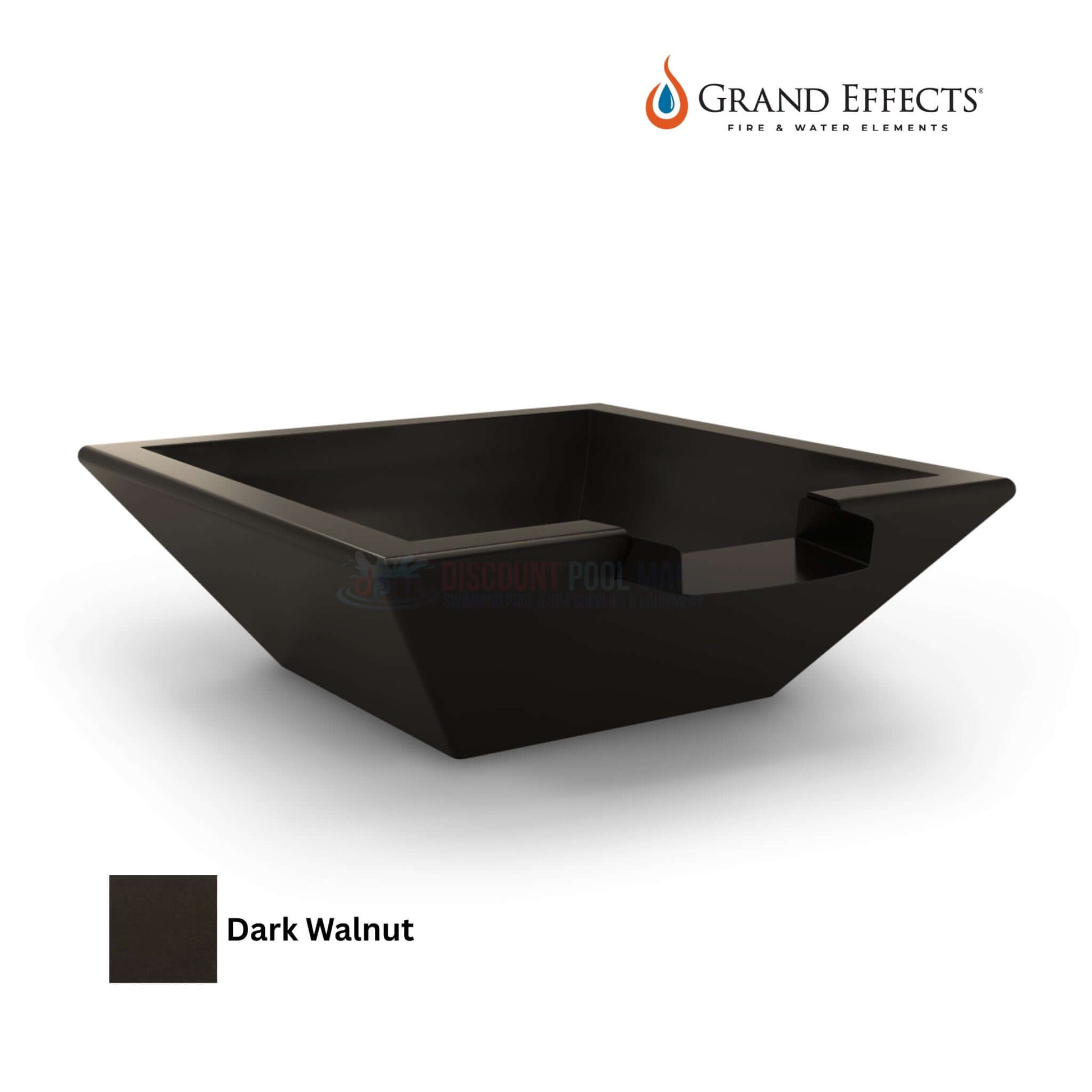Grand Effects Corinthian Water Bowl in Dark Walnut from Discount Pool Mart DPM, premium concrete outdoor feature.