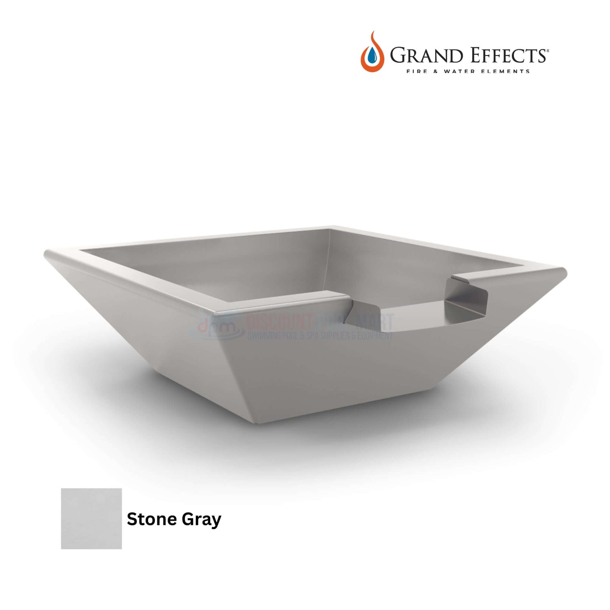 Grand Effects Corinthian Water Bowl in Concrete, DPM SKU: 12345, Stone Gray, premium outdoor water feature.