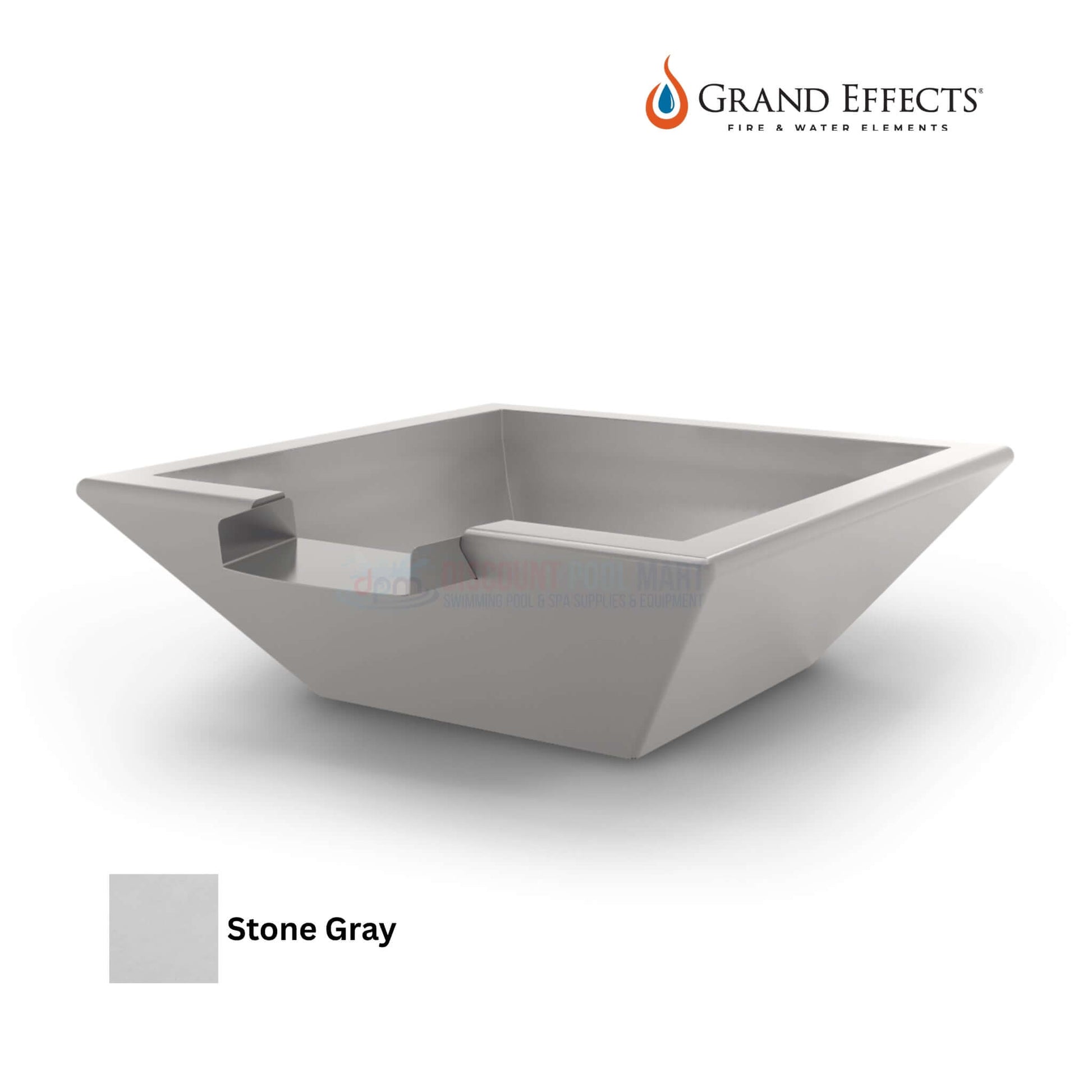 Grand Effects Corinthian Water Bowl in Concrete - Stone Gray, SKU by Discount Pool Mart DPM, modern outdoor decor.