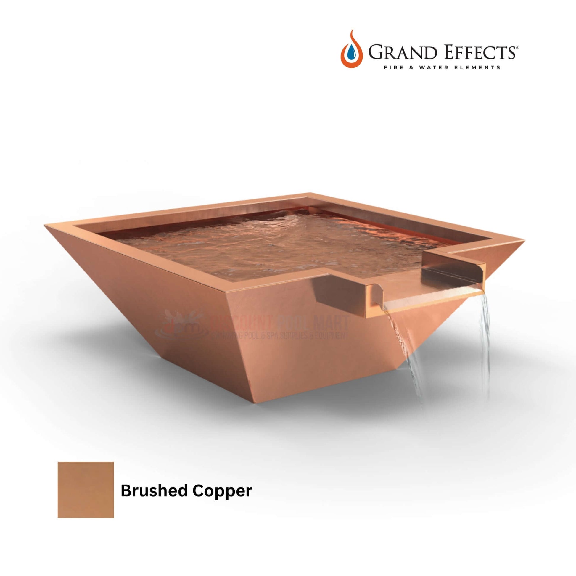 Grand Effects Square Corinthian Water Bowl Extended Lip Copper from Discount Pool Mart DPM - SKU: ExampleSKU123