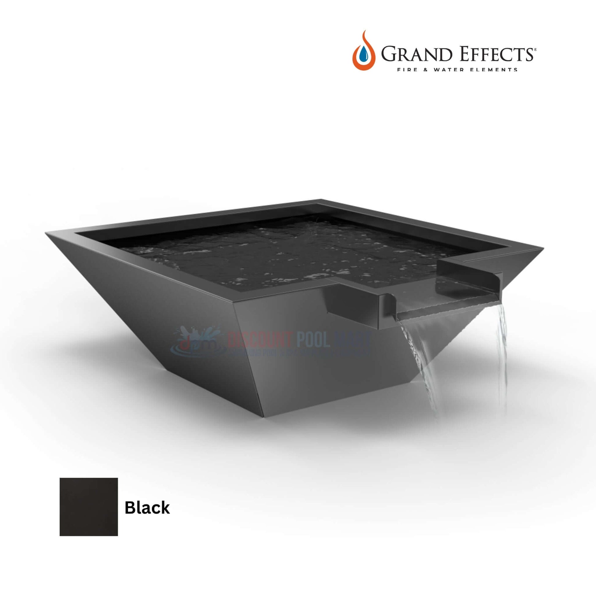 Grand Effects Square Corinthian Water Bowl, Extended Lip, Metallic, SKU DPM, Discount Pool Mart