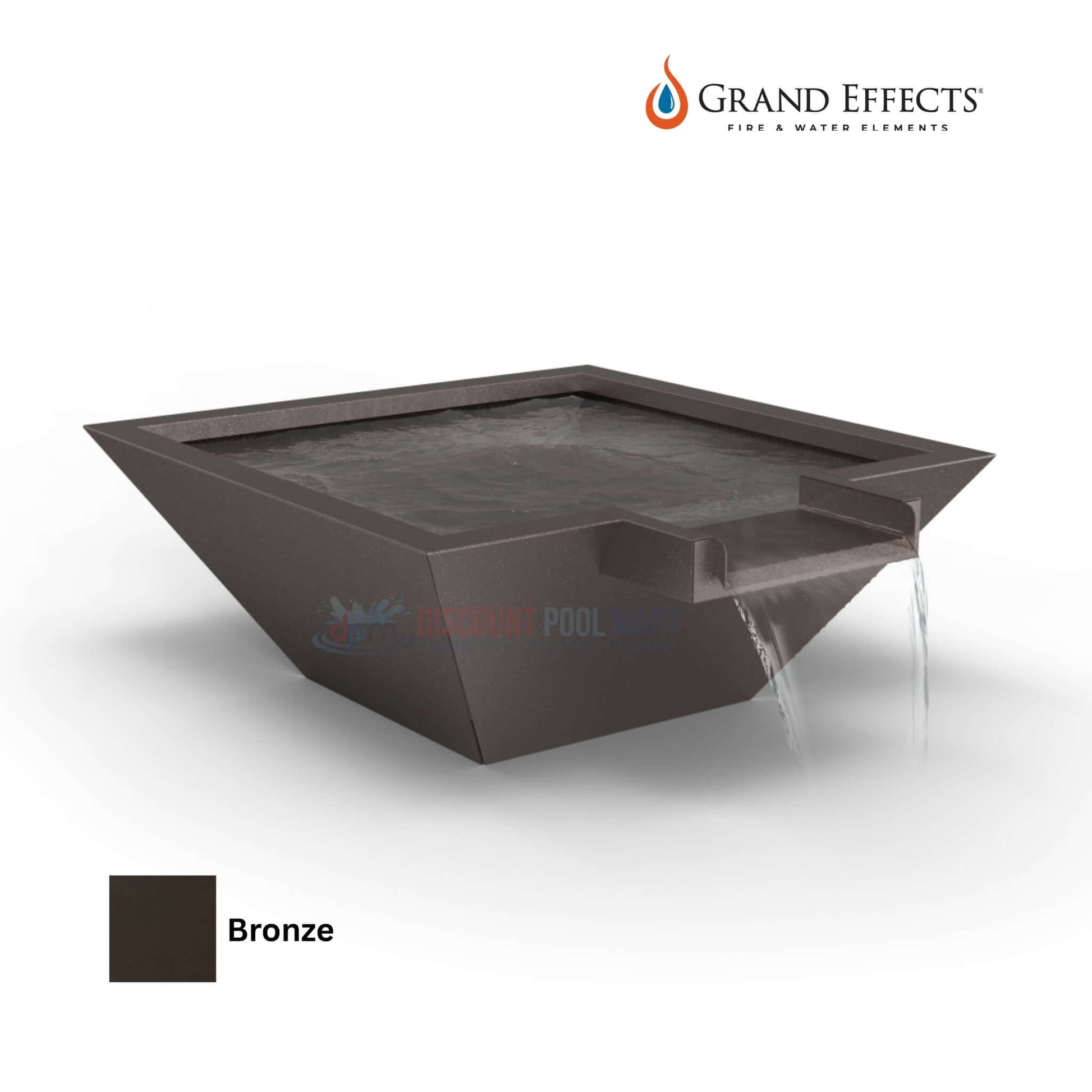 Grand Effects Square Corinthian Water Bowl in Bronze Finish | Extended Lip | DPM SKU: [Insert SKU Here]