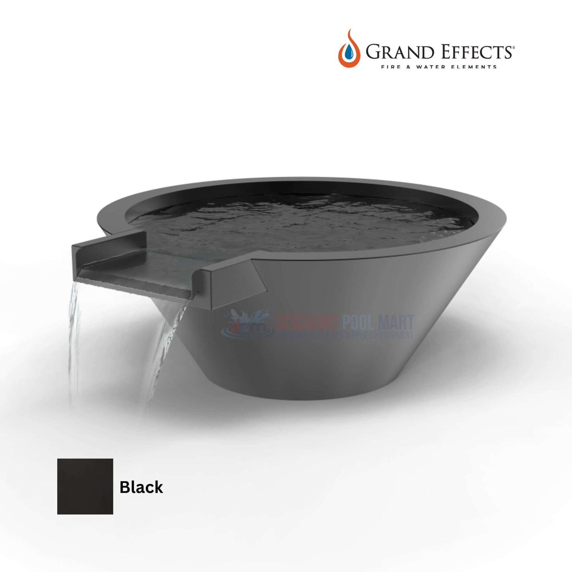 Grand Effects Round Essex Water Bowl in Black with Extended Lip by Discount Pool Mart DPM SKU: 123456789