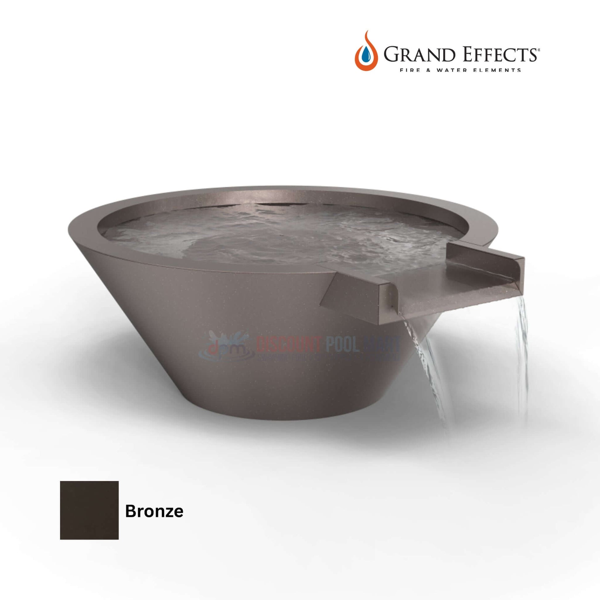 Grand Effects Round Essex Water Bowl in Bronze | Extended Lip | DPM SKU: GE-RW-BZ | Discount Pool Mart