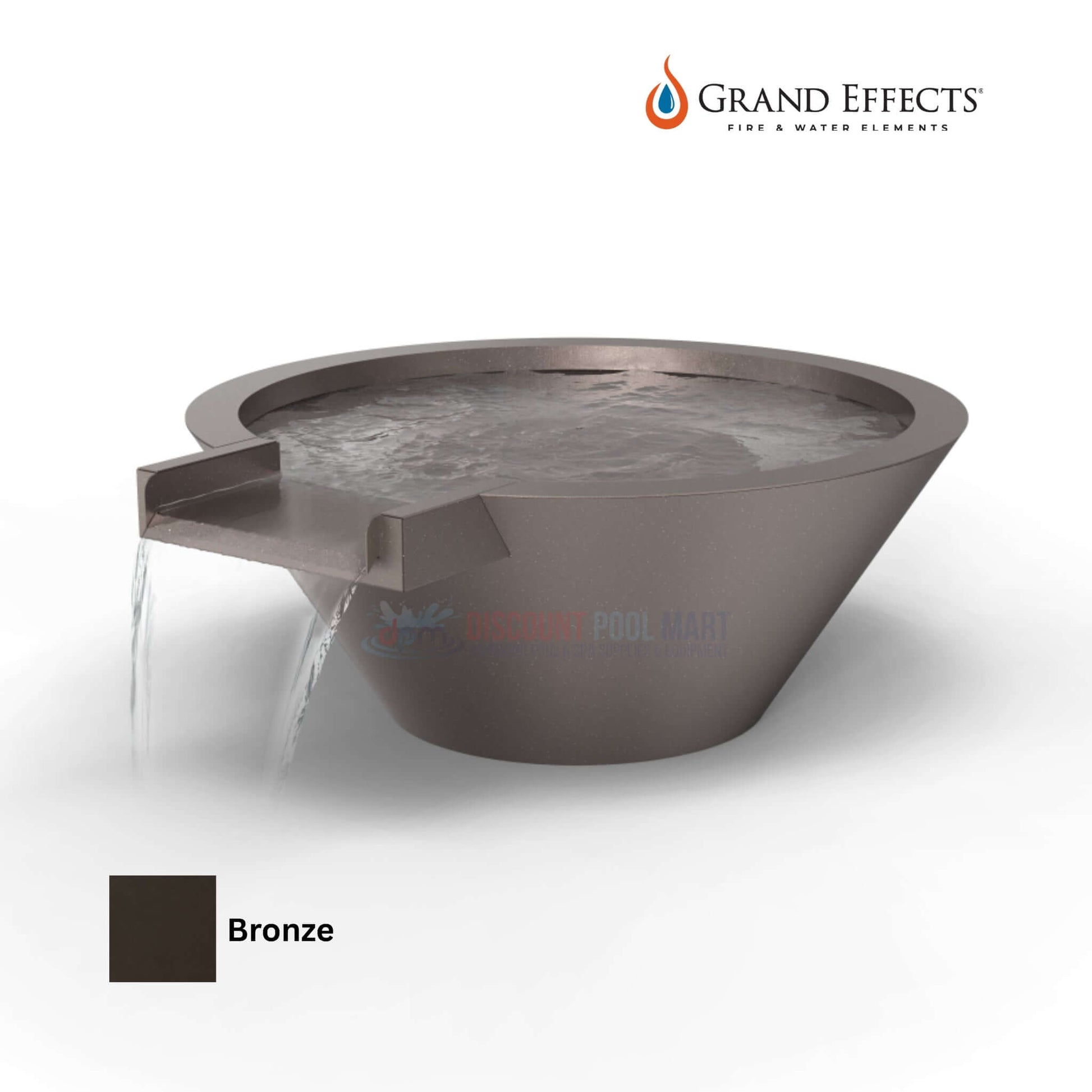 Grand Effects Round Essex Water Bowl in Bronze Finish! SKU DPM with extended lip design – a sophisticated outdoor feature from Discount Pool Mart.