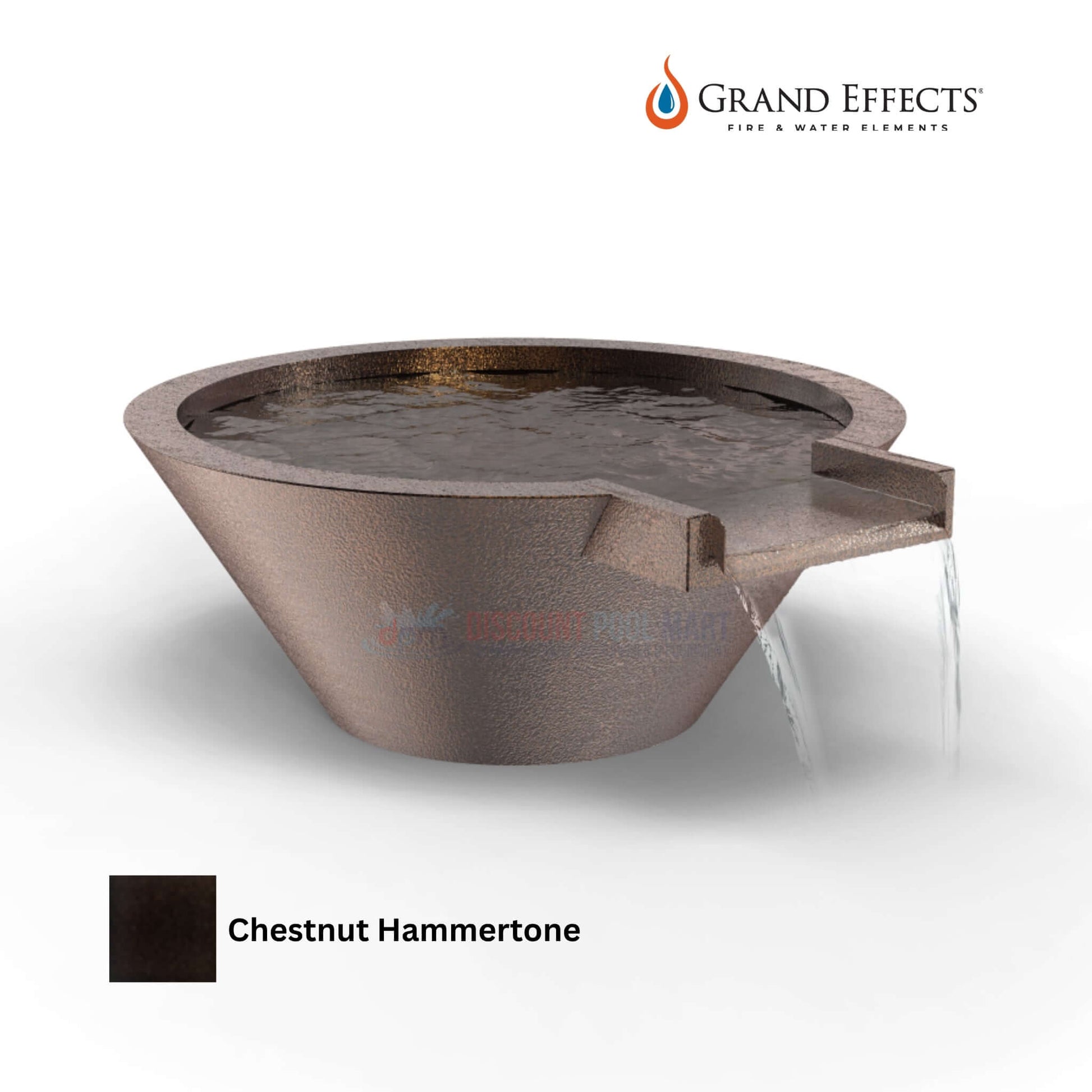 Grand Effects Round Essex Water Bowl in Chestnut Hammertone Finish by Discount Pool Mart DPM | SKU: GEF-REW-CH