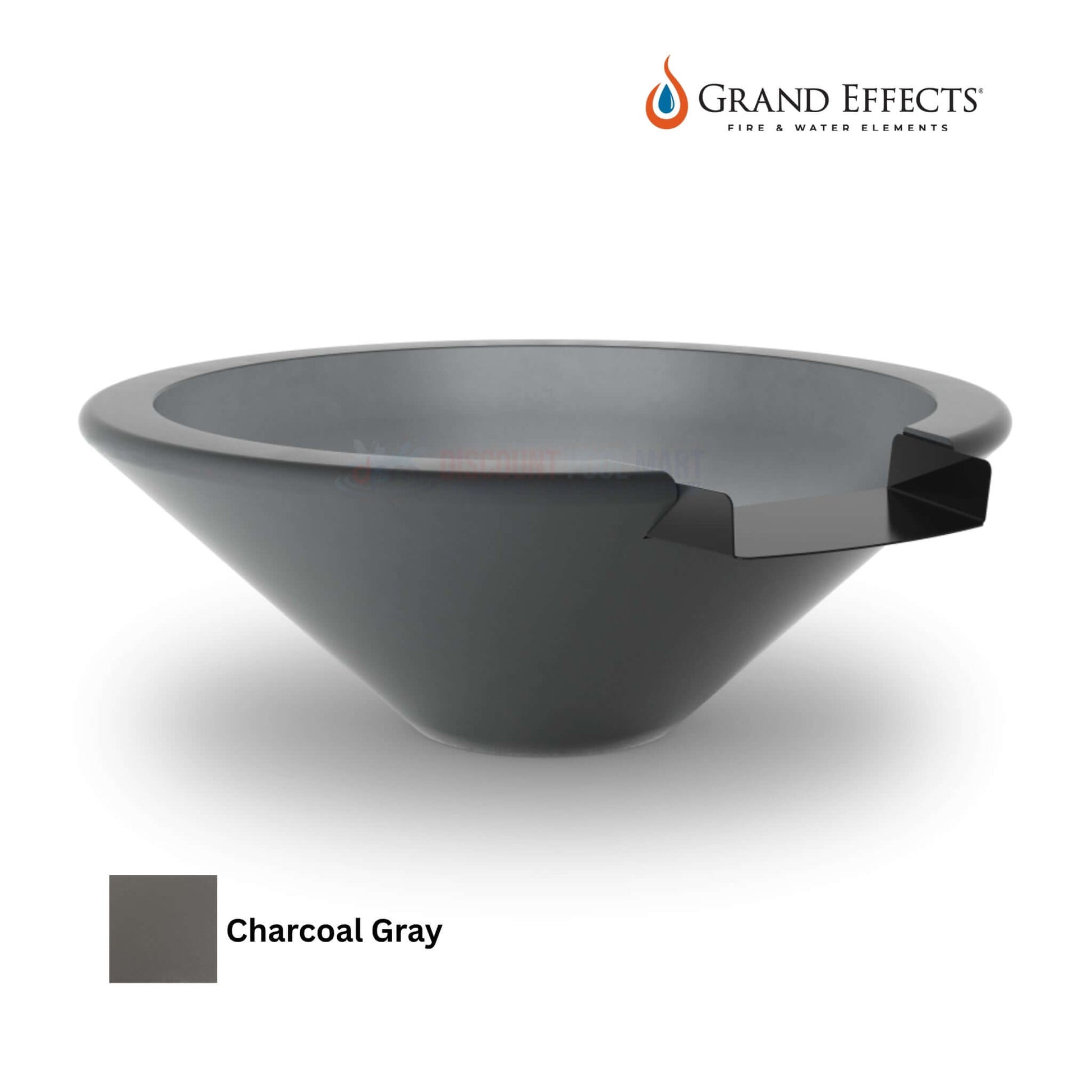 Grand Effects Essex Water Bowl in Concrete, Charcoal Gray, SKU: DPM, outdoor feature by Discount Pool Mart