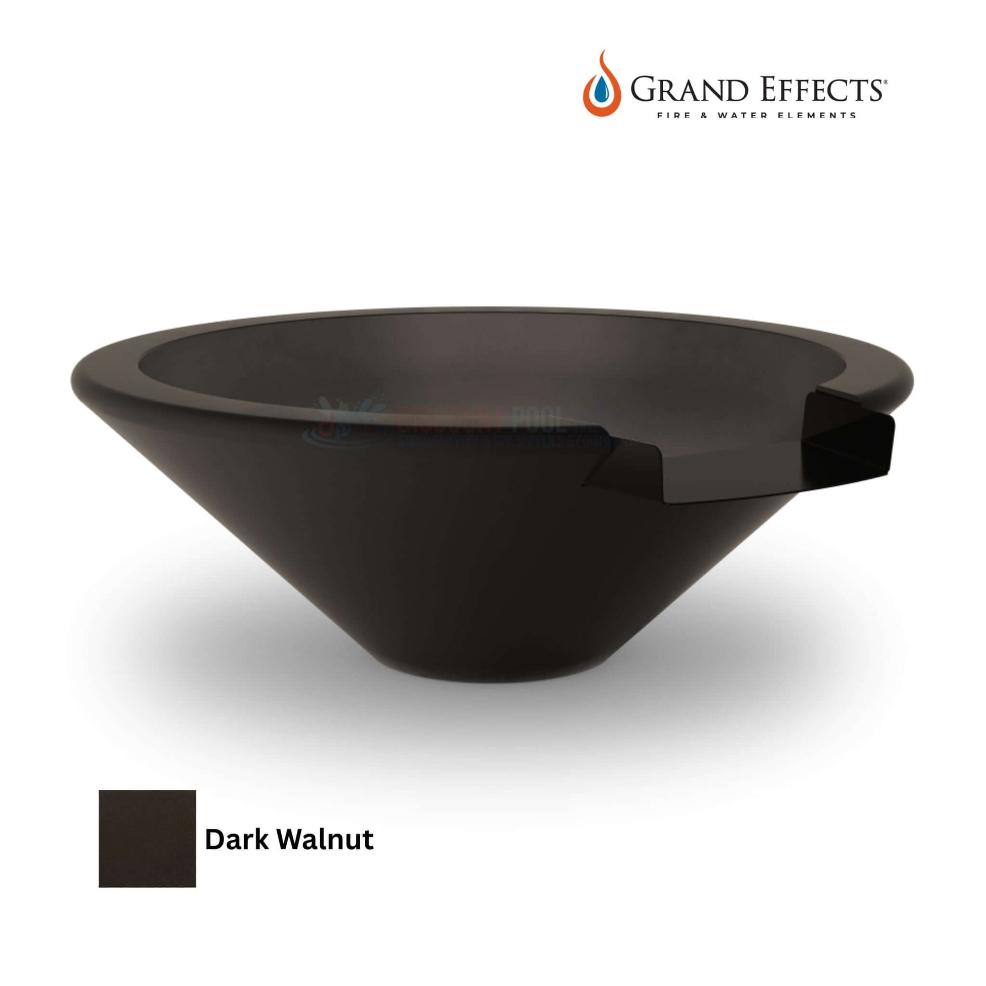 Grand Effects Essex Water Bowl in Dark Walnut, premium concrete, discount from Discount Pool Mart DPM.