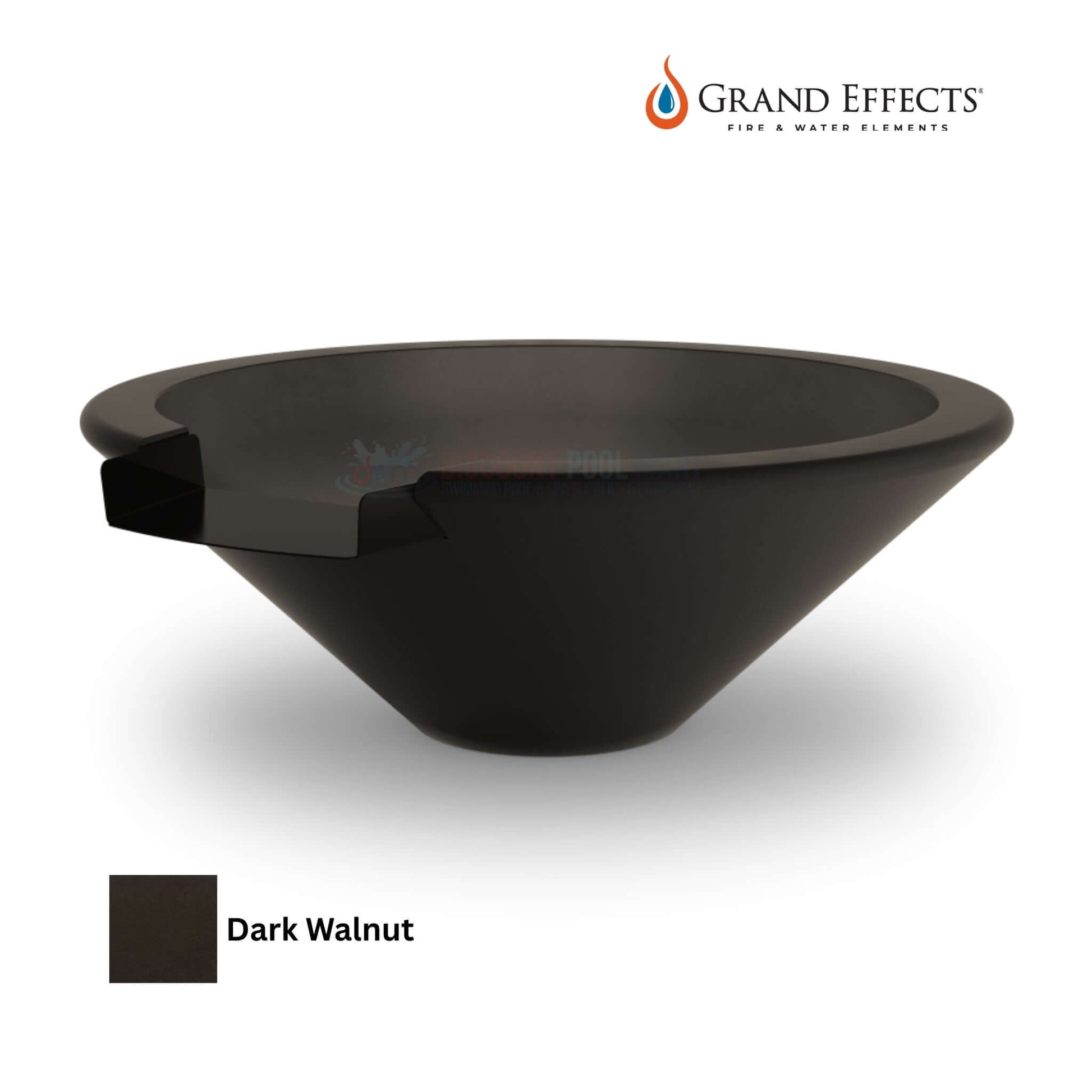 Grand Effects Essex Water Bowl in Dark Walnut, concrete design from Discount Pool Mart DPM, SKU: GE-ESSEX-DW
