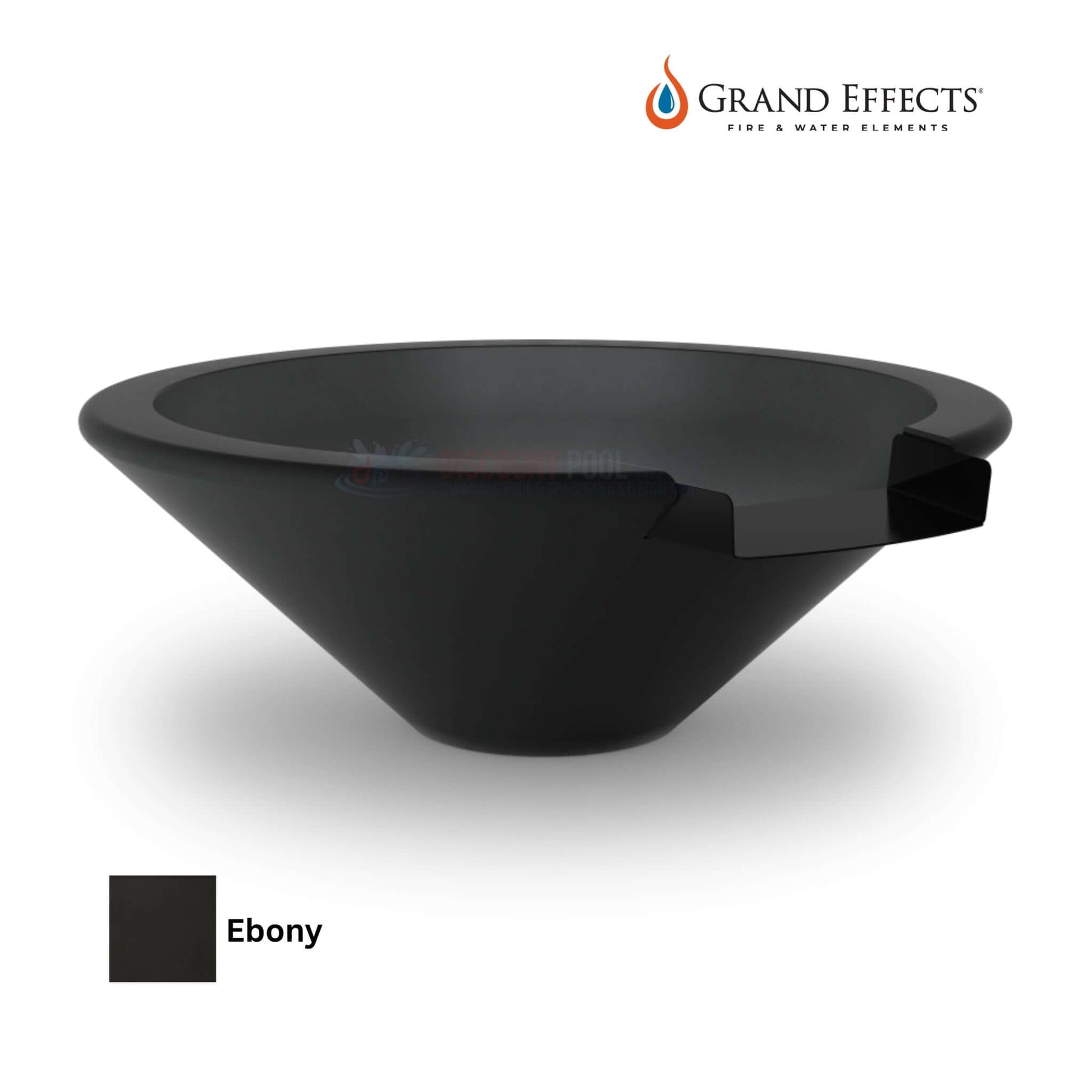 Grand Effects Essex Water Bowl in Ebony, premium concrete outdoor feature by Discount Pool Mart DPM