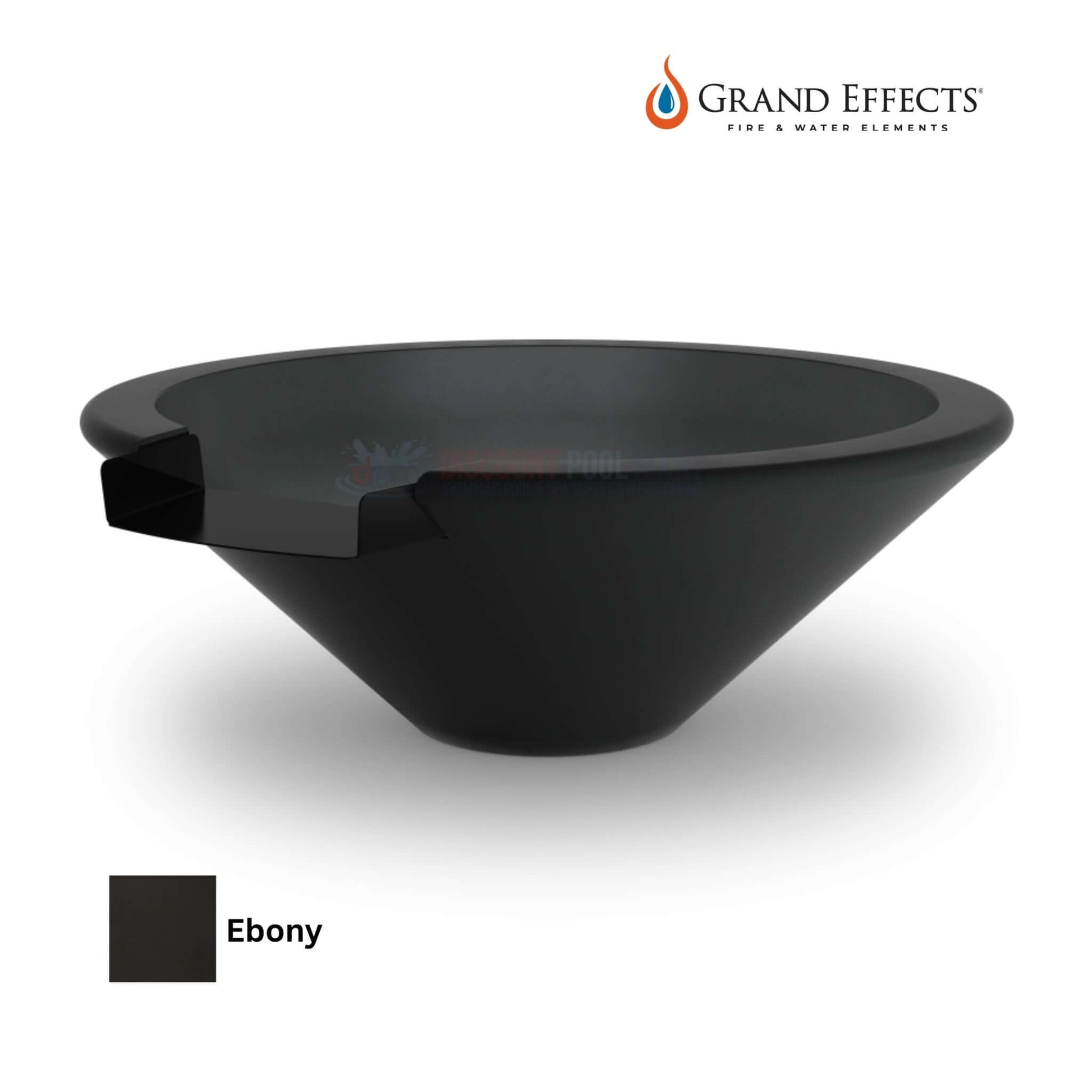 Grand Effects Essex Water Bowl in Ebony by Discount Pool Mart DPM, modern concrete outdoor feature.