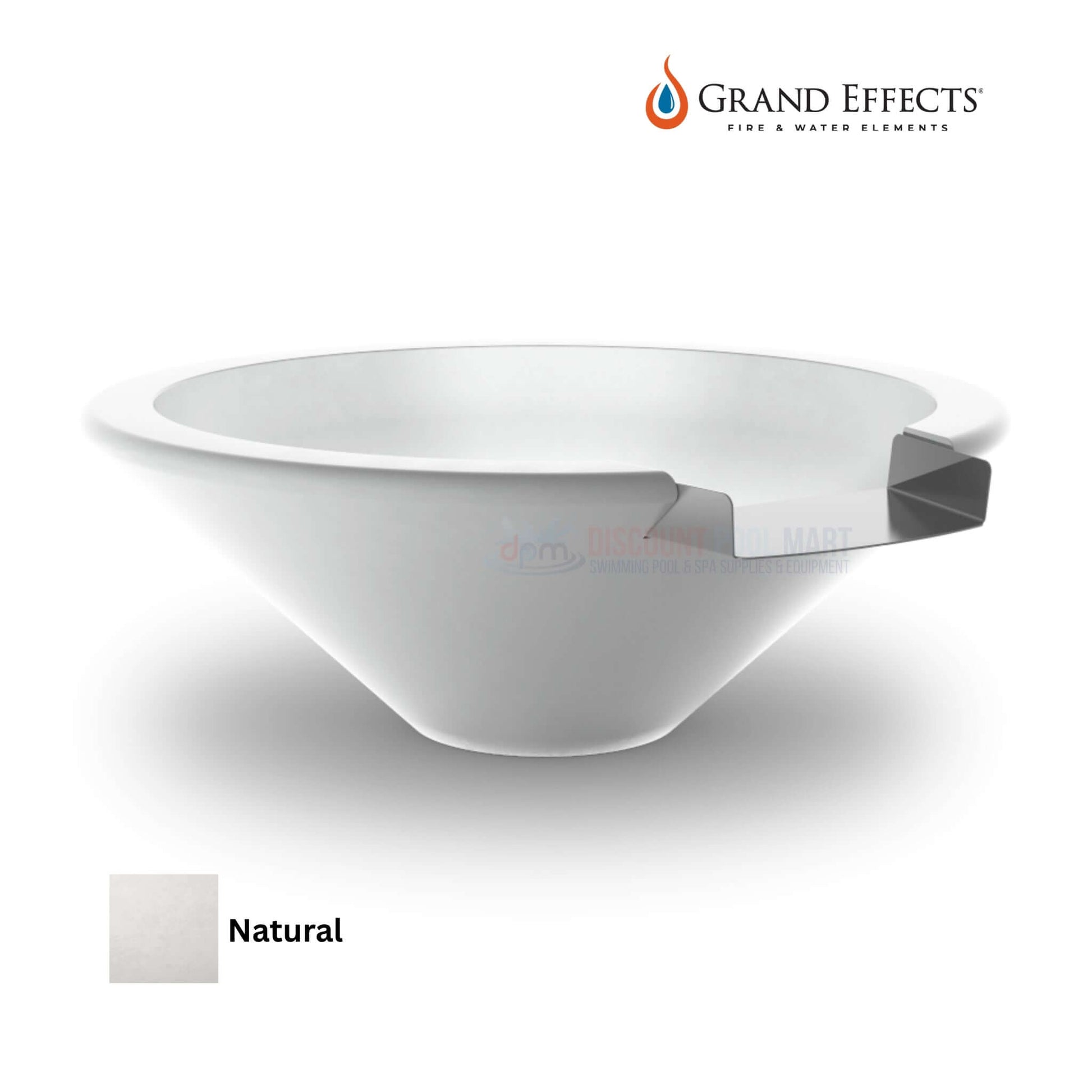 Grand Effects Essex Water Bowl in Concrete, SKU DPM, from Discount Pool Mart for a stylish outdoor feature.