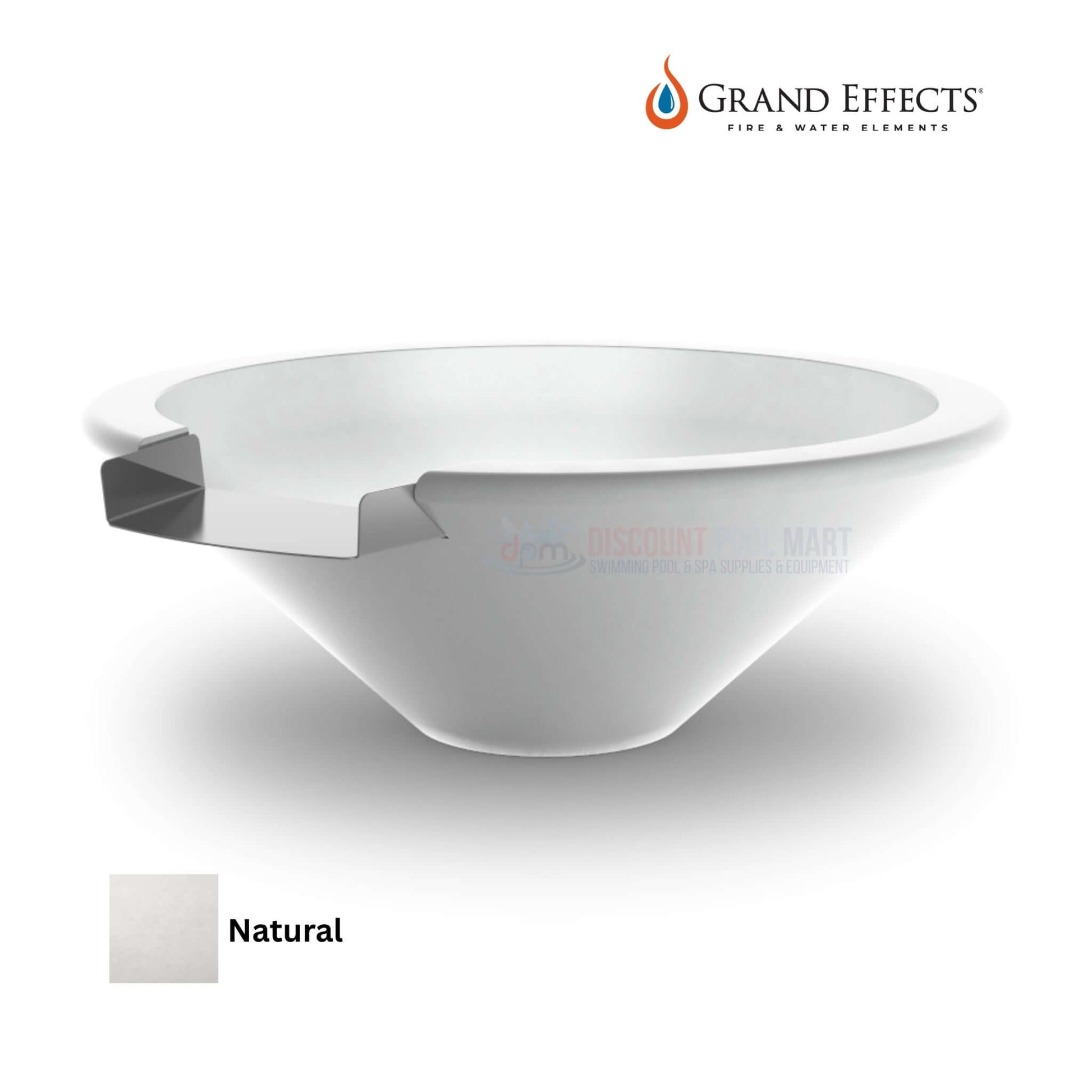 Grand Effects Essex Water Bowl in Concrete at Discount Pool Mart DPM - SKU #12345 - Elegant outdoor feature.