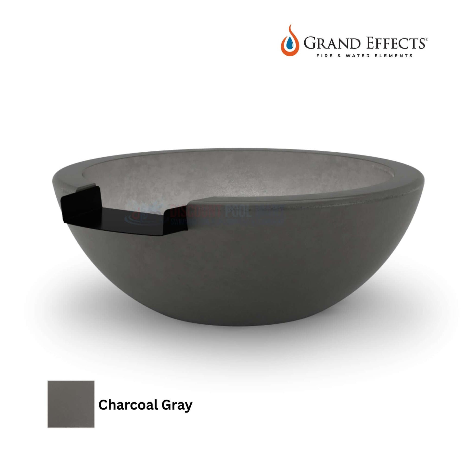 Grand Effects Legacy Water Bowl in Concrete, DPM SKU, Charcoal Gray, Discount Pool Mart, elegant outdoor feature