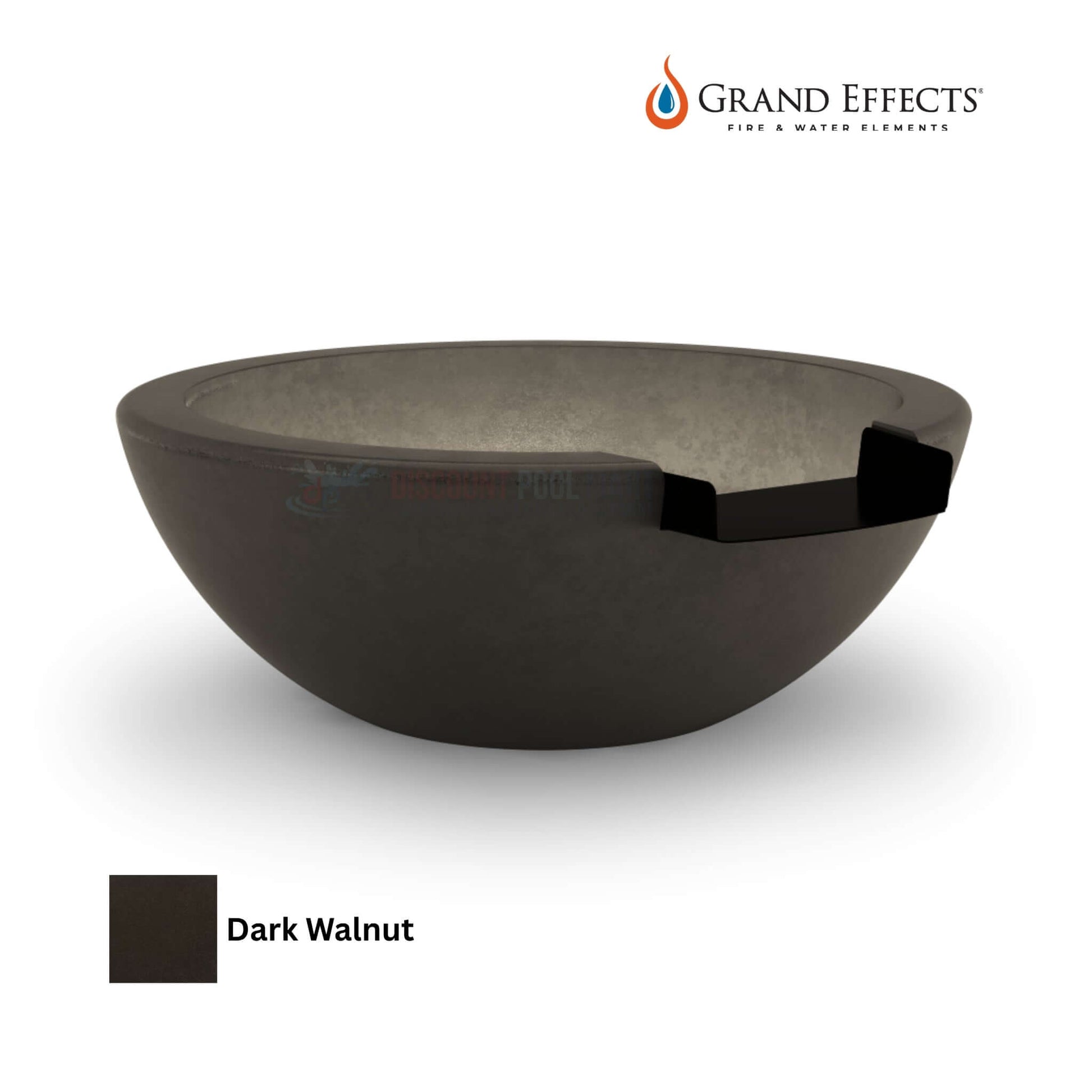 Grand Effects Legacy Water Bowl in Dark Walnut by Discount Pool Mart DPM, timeless outdoor water feature for elegance.