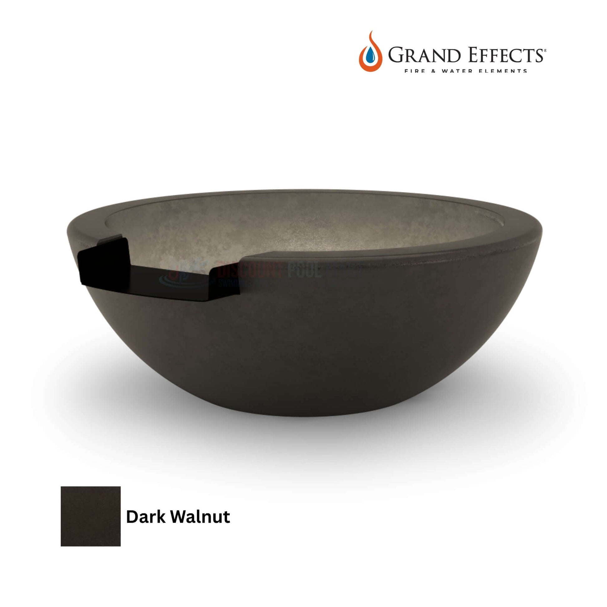 Grand Effects Legacy Water Bowl in Dark Walnut, elegant concrete water feature by Discount Pool Mart, SKU: DPM12345.