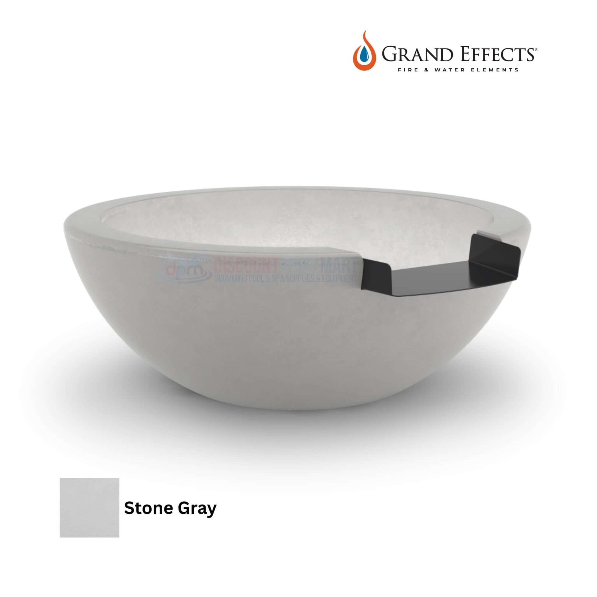 Grand Effects Legacy Water Bowl in Concrete, Stone Gray, durable design by Discount Pool Mart DPM.