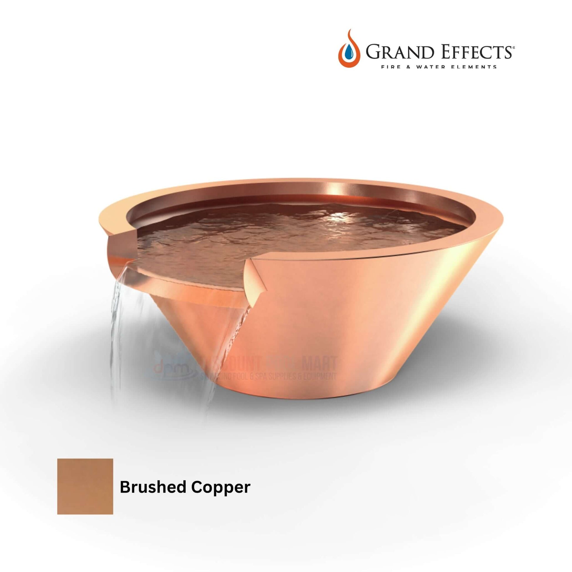 Grand Effects Round Essex Water Bowl Seamless Lip Copper SKU: DPM | Discount Pool Mart | Elegant outdoor water feature.