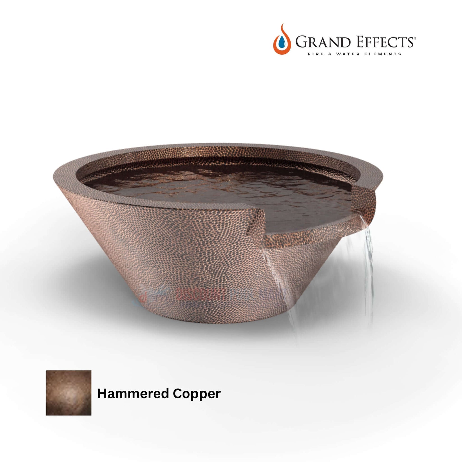 Grand Effects Round Essex Water Bowl in Hammered Copper | Seamless Lip | DPM | SKU: DPM-XXXXX