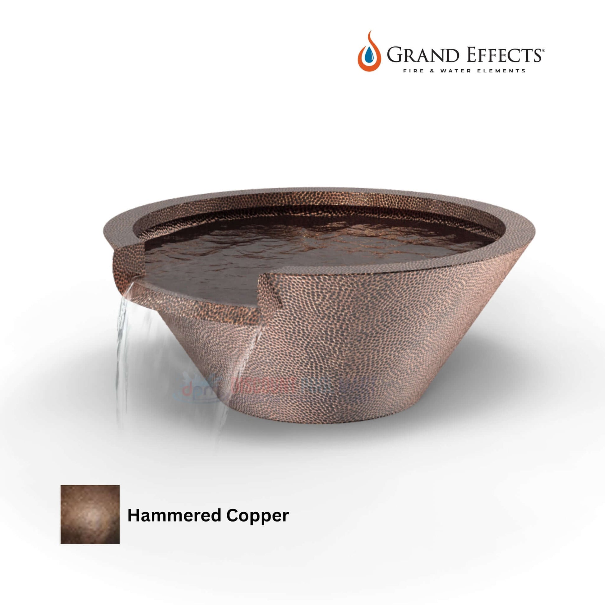 Grand Effects Oil Rubbed Round Essex Water Bowl in Hammered Copper, SKU: DPM, Seamless Lip, Discount Pool Mart