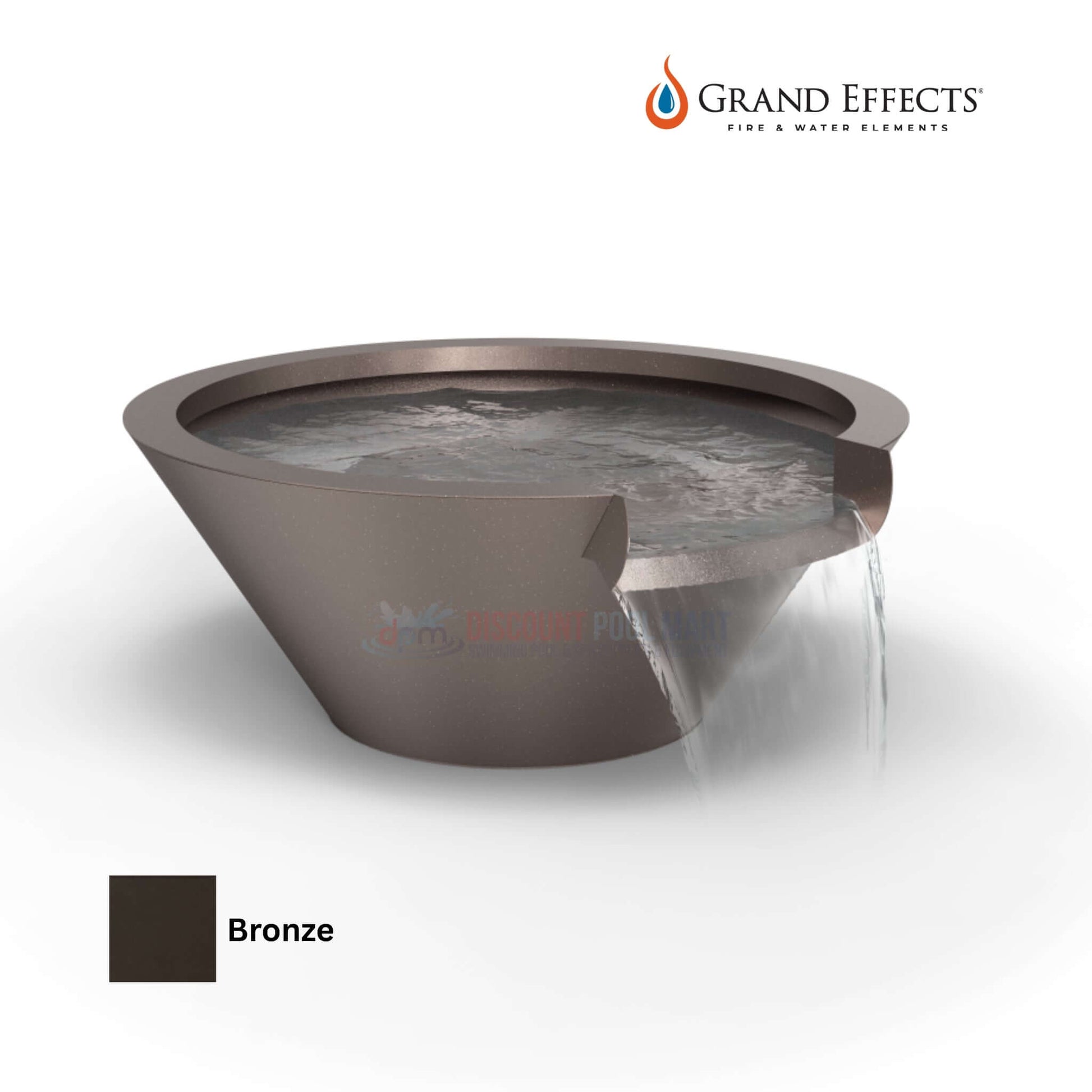 Grand Effects Round Essex Water Bowl in Bronze Finish, Seamless Lip, SKU: DPM, Discount Pool Mart DPM