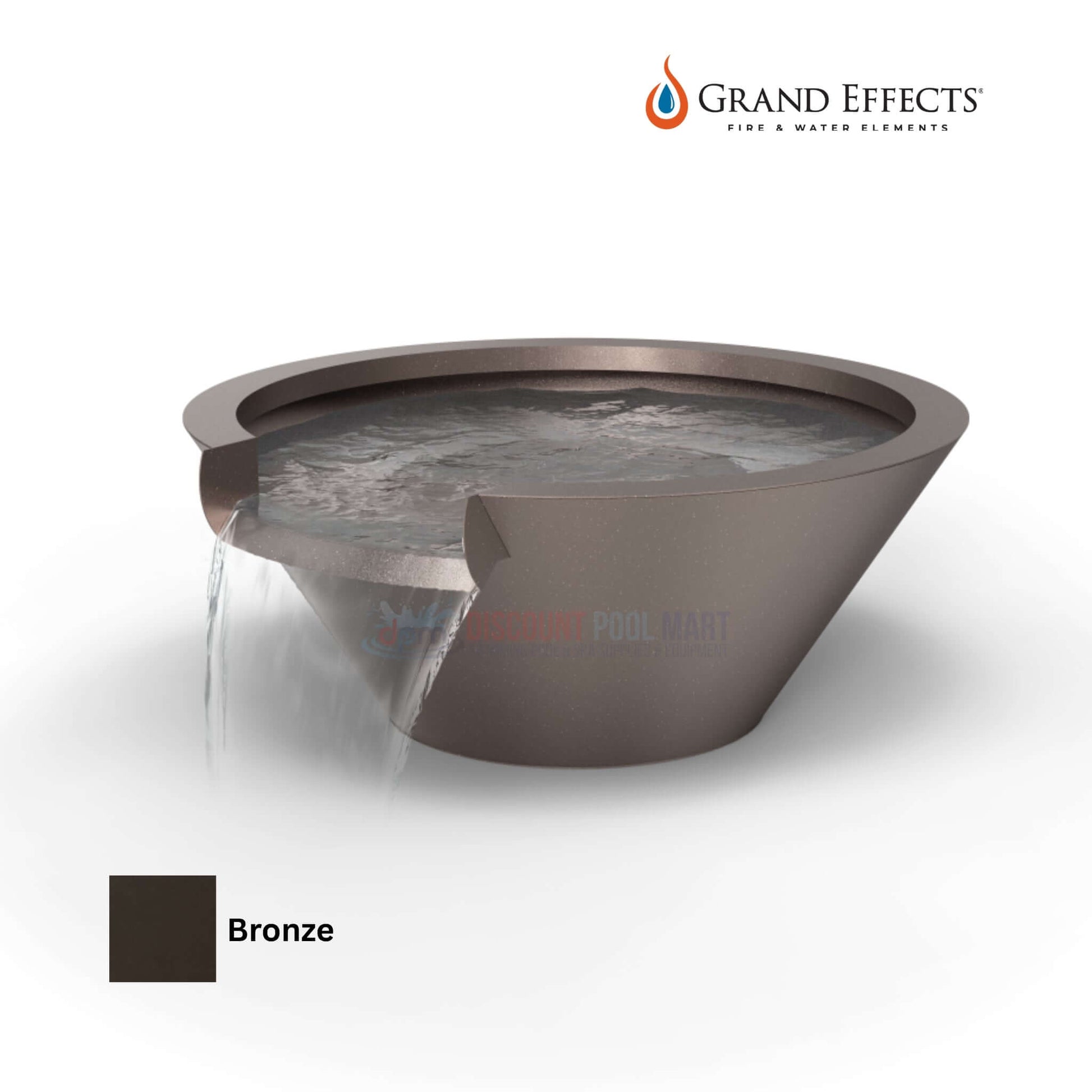 Grand Effects Essex Round Water Bowl in Bronze Finish | Seamless Lip | DPM | SKU: Premium outdoor water feature.