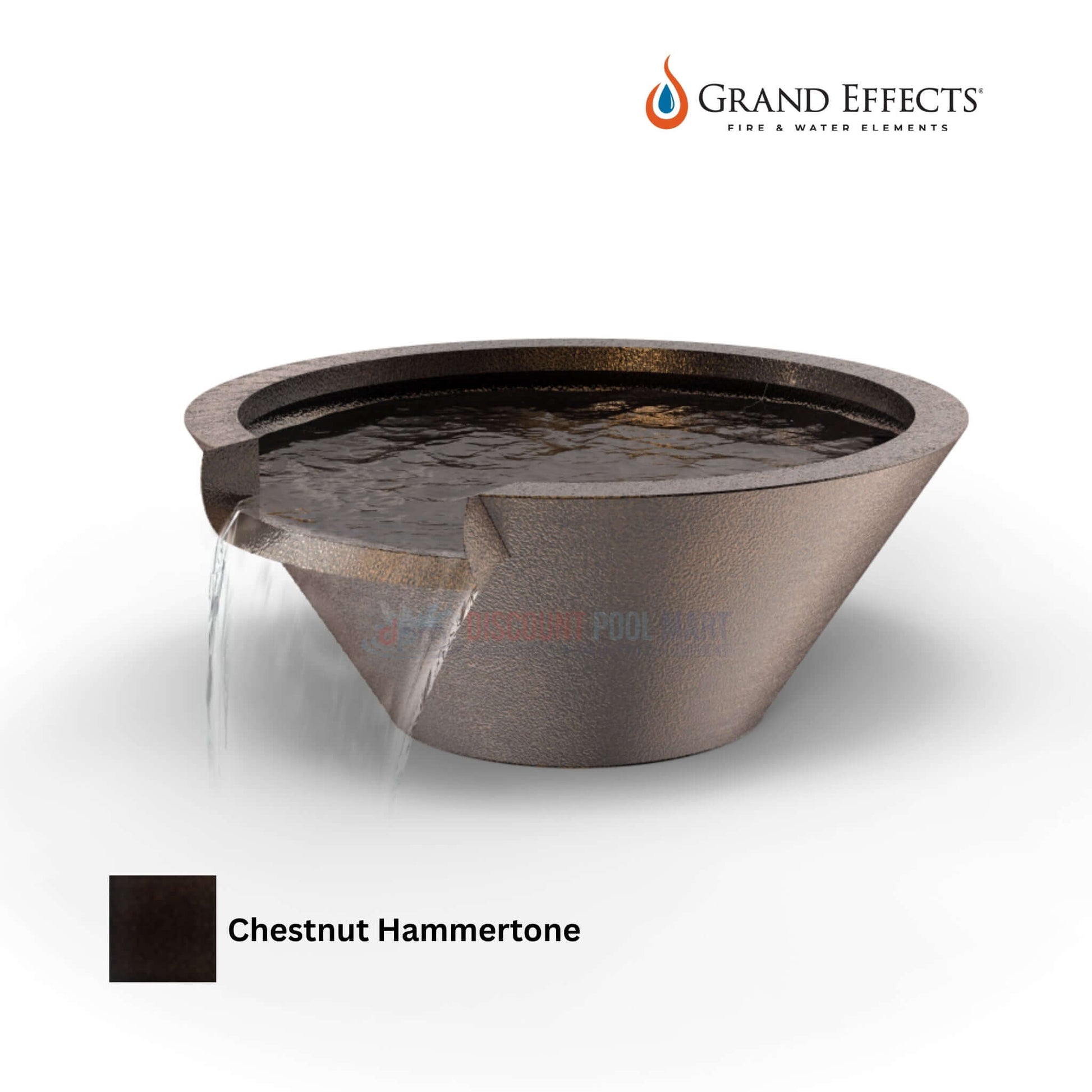 Grand Effects Round Essex Water Bowl, Seamless Lip in Chestnut Hammertone, SKU: DPM, Discount Pool Mart.