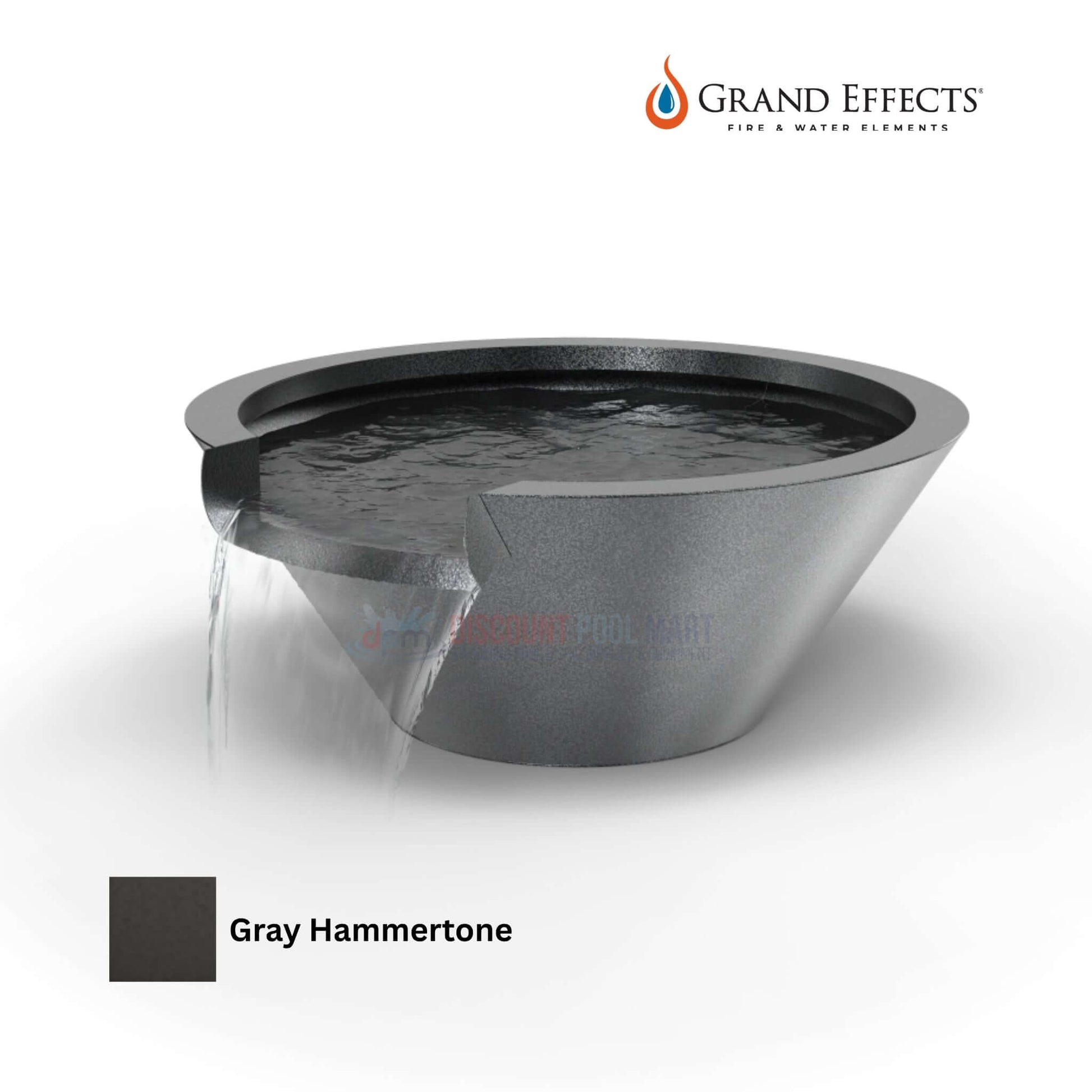 Grand Effects Round Essex Water Bowl in Gray Hammertone | Seamless Lip | DPM SKU: 12345 | Discount Pool Mart