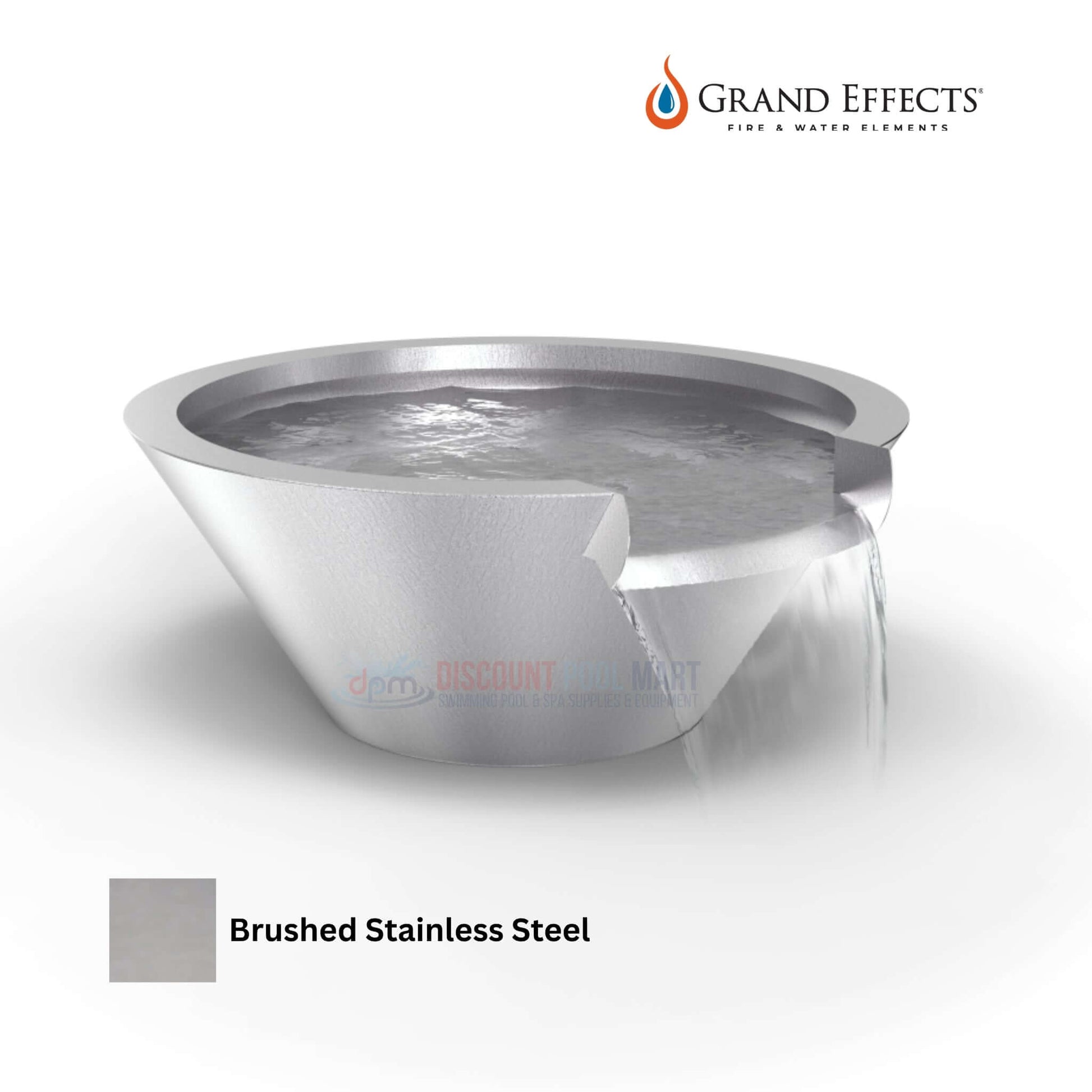 Grand Effects Round Essex Water Bowl in Brushed Stainless Steel by Discount Pool Mart DPM, SKU: Grand-EE-BS