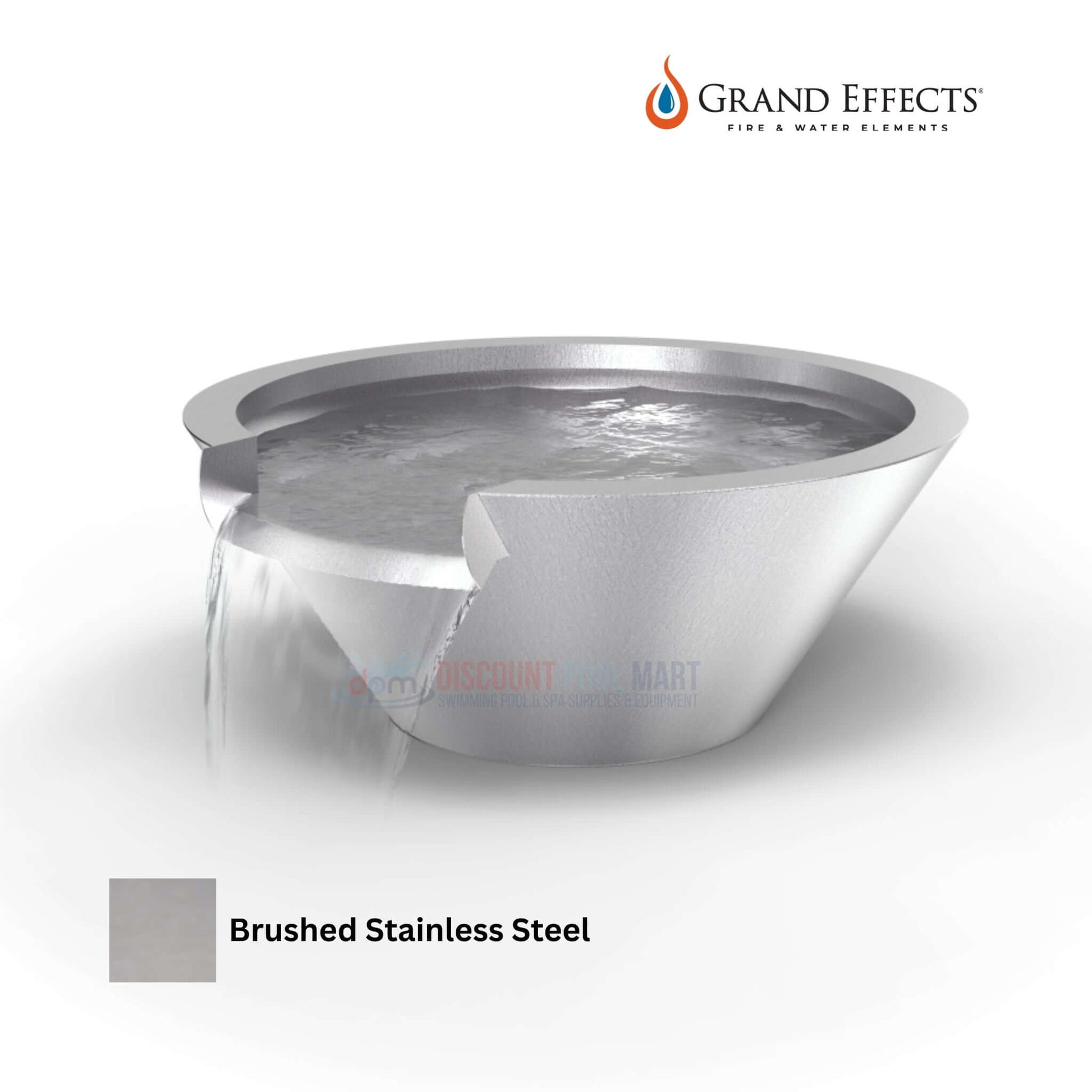 Grand Effects Round Essex Water Bowl Seamless Lip Stainless Steel, SKU DPM-1234, by Discount Pool Mart