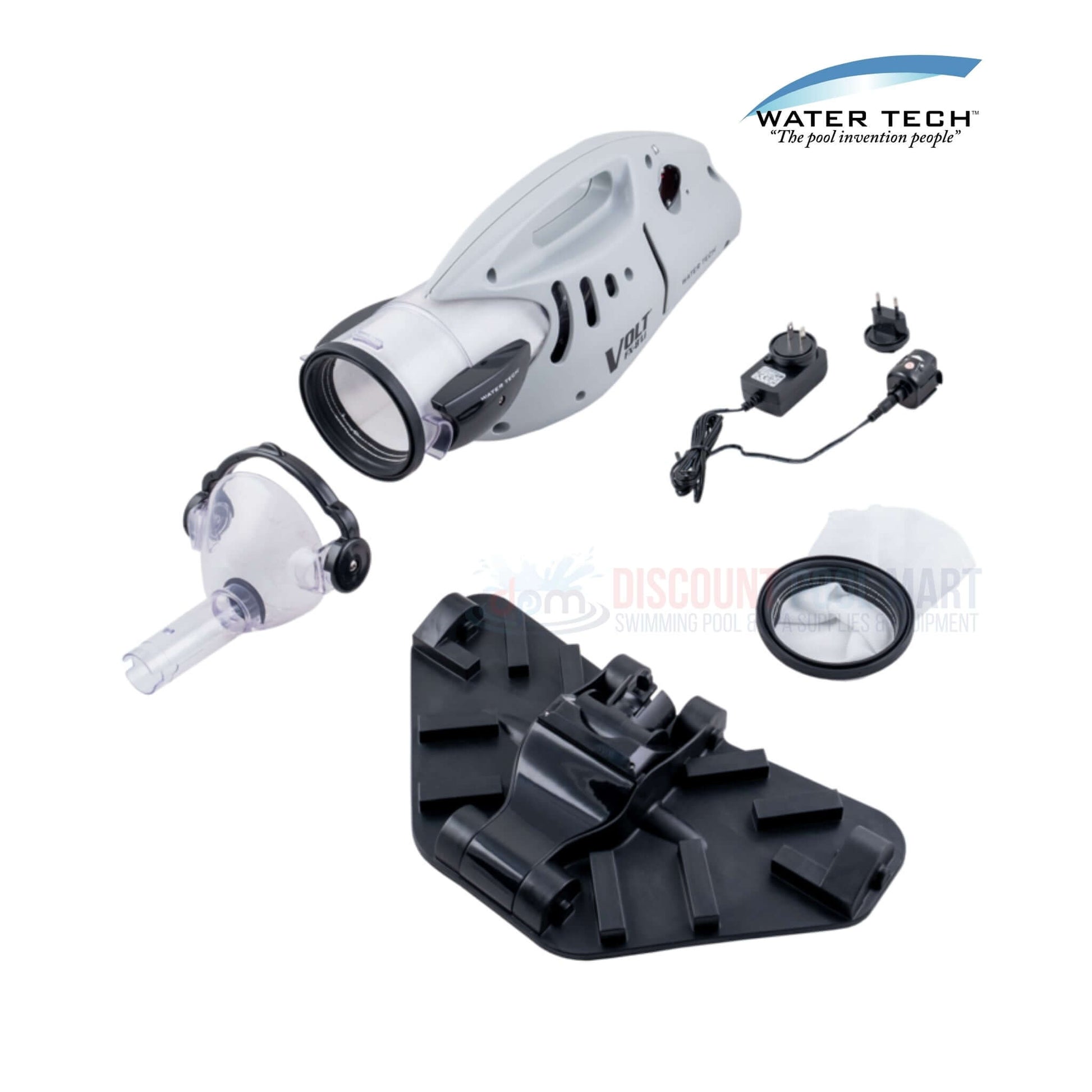 Water Tech Volt FX-8Li cordless pool and spa vacuum with accessories. Available at Discount Pool Mart DPM.