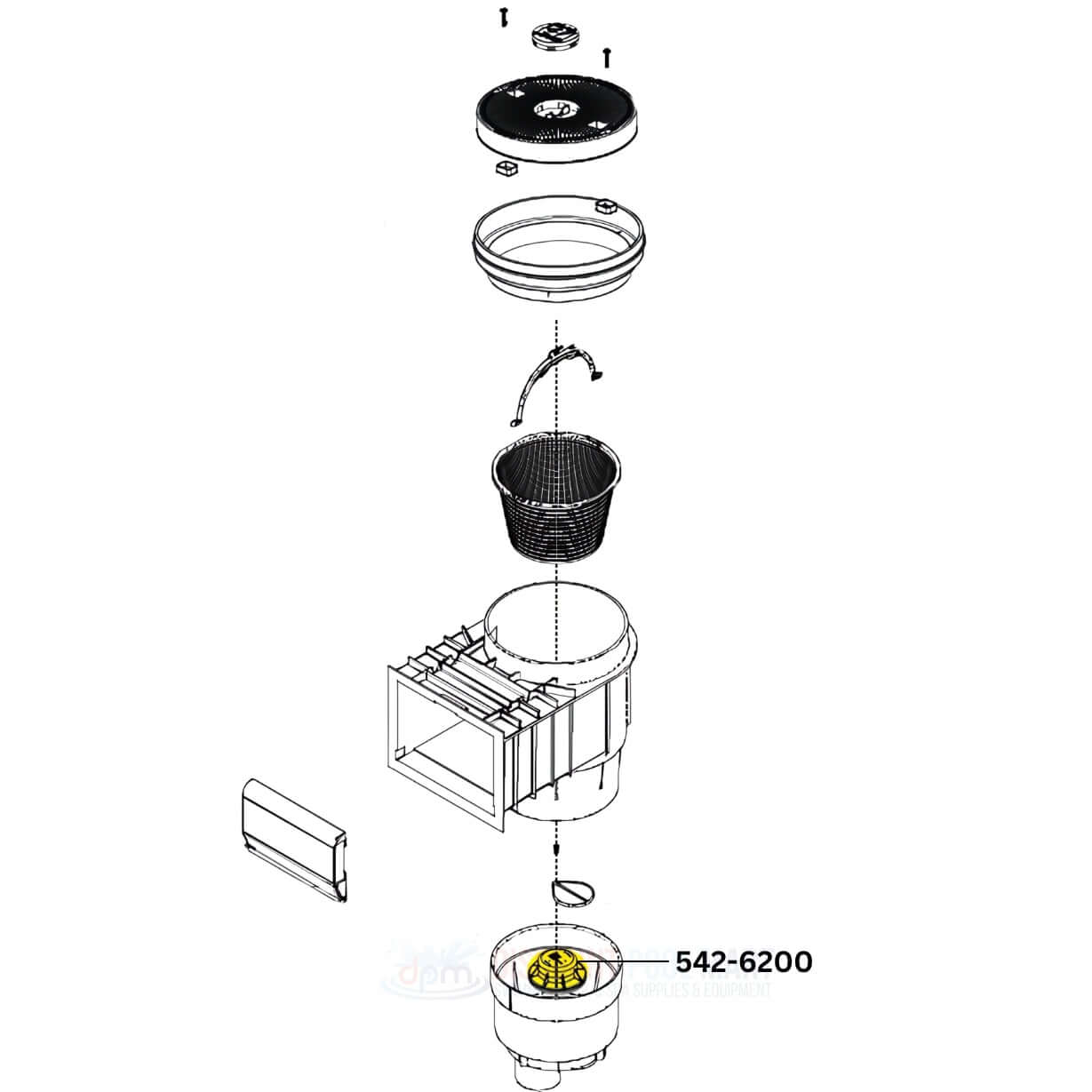 Exploded diagram of Waterway Float Valve 542-6200 for Renegade Skimmers, available at Discount Pool Mart DPM.