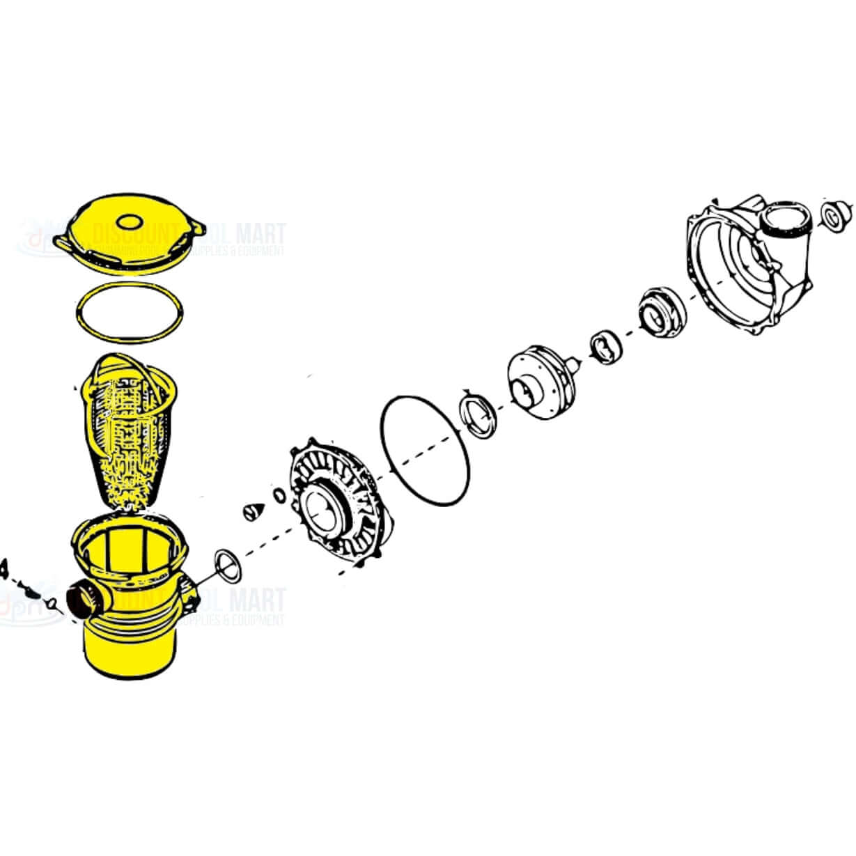 Diagram of Waterway Pump Trap 310-6600 parts, 2" x 2" strainer assembly for pool systems by Discount Pool Mart DPM.