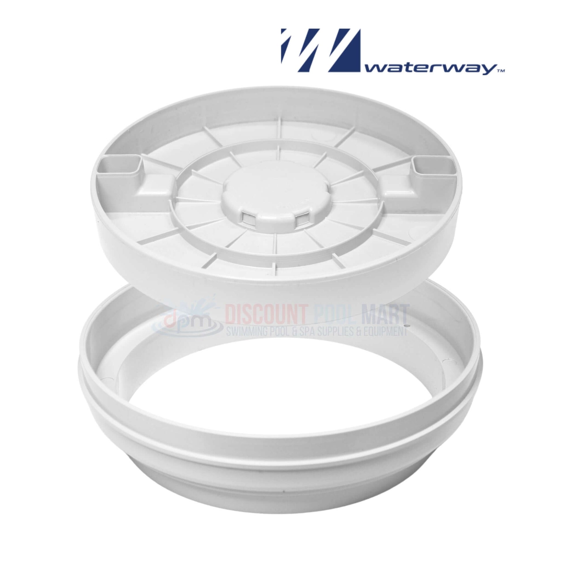 Waterway Reversible Skimmer Lid Assembly 540-7800WW in white from Discount Pool Mart DPM, designed for seamless deck integration.