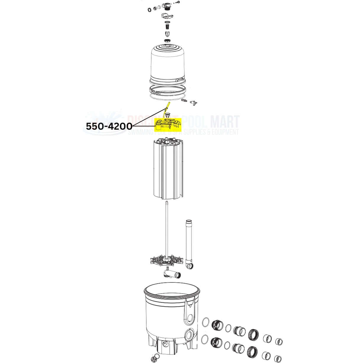 Waterway Top Manifold with Air Relief for Crystal Water DE Filters, part 550-4200 at Discount Pool Mart DPM.