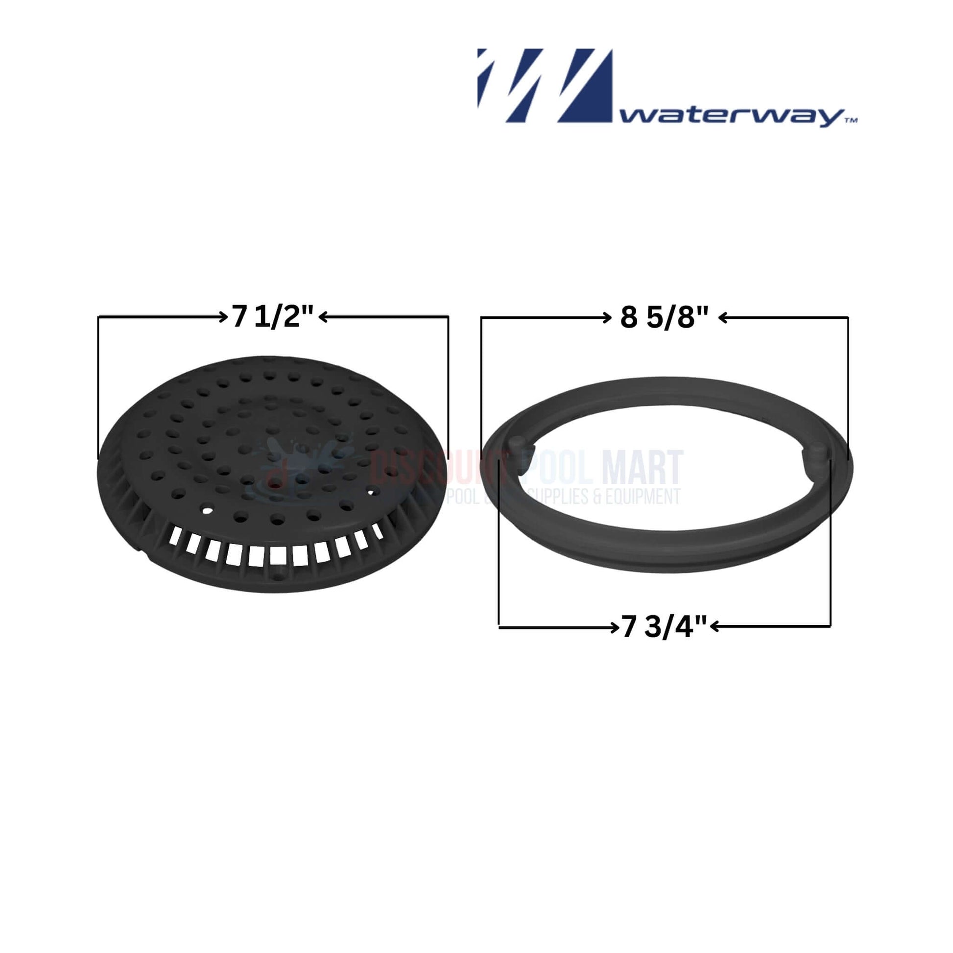 Waterway 8-inch Black Main Drain Anti-Vortex Cover and Frame 640-2311BV at Discount Pool Mart DPM