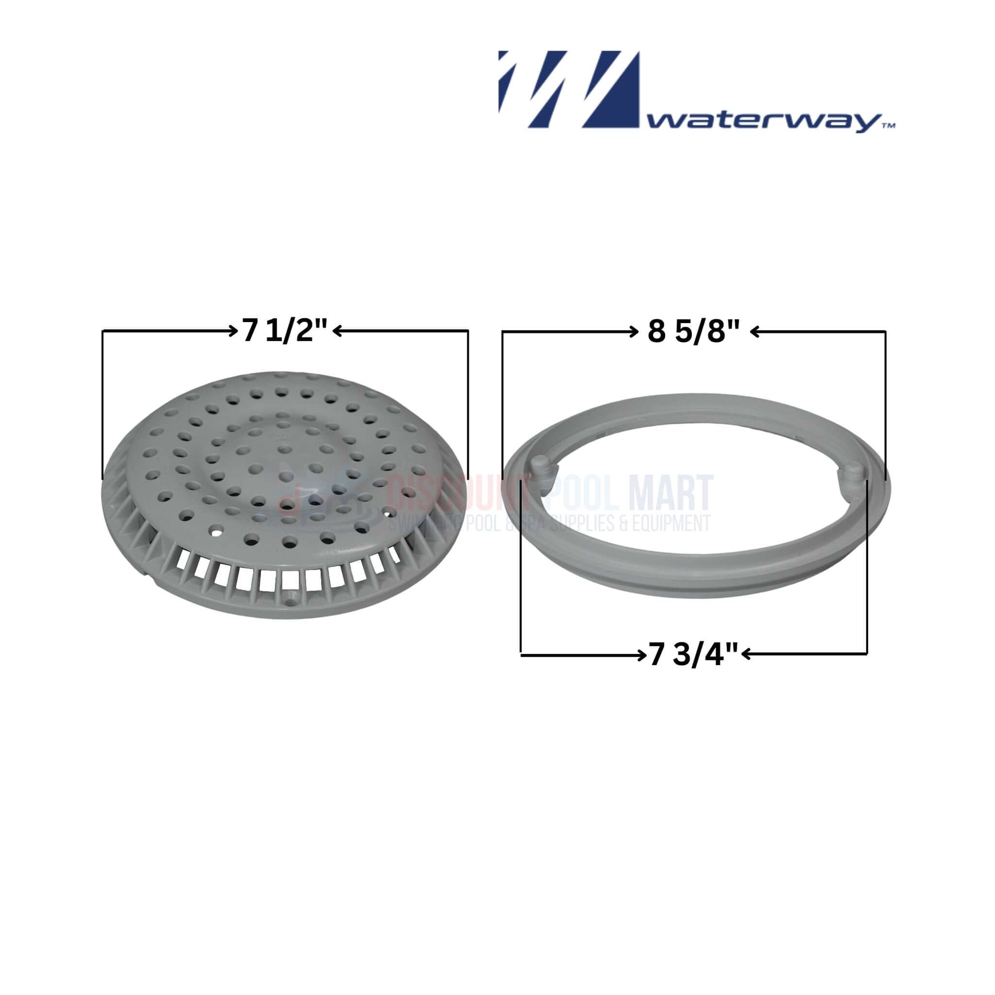 Waterway Main Drain Anti-Vortex Cover and Frame | Gray | 8" | 640-2317V available at Discount Pool Mart DPM.