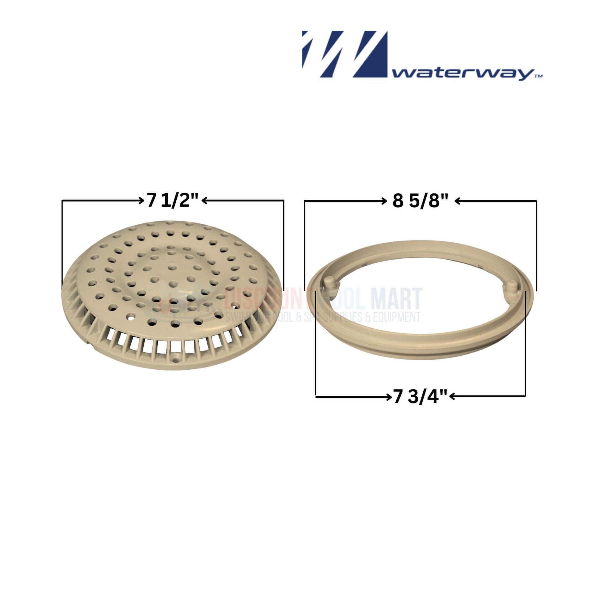 Waterway 8 inch Tan Main Drain Anti-Vortex Cover 640-2319-BEIV from Discount Pool Mart DPM, enhancing safety and water flow.