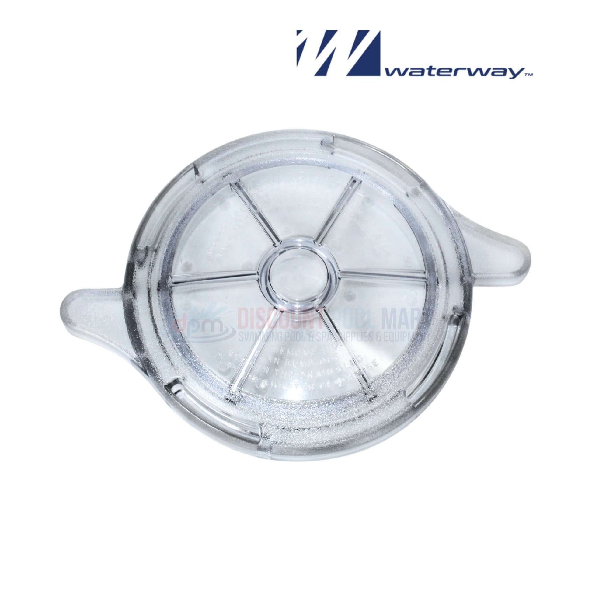 Waterway Trap Lid 511-1310 for SVL56 pools, clear plastic, twist-lock, from Discount Pool Mart DPM.