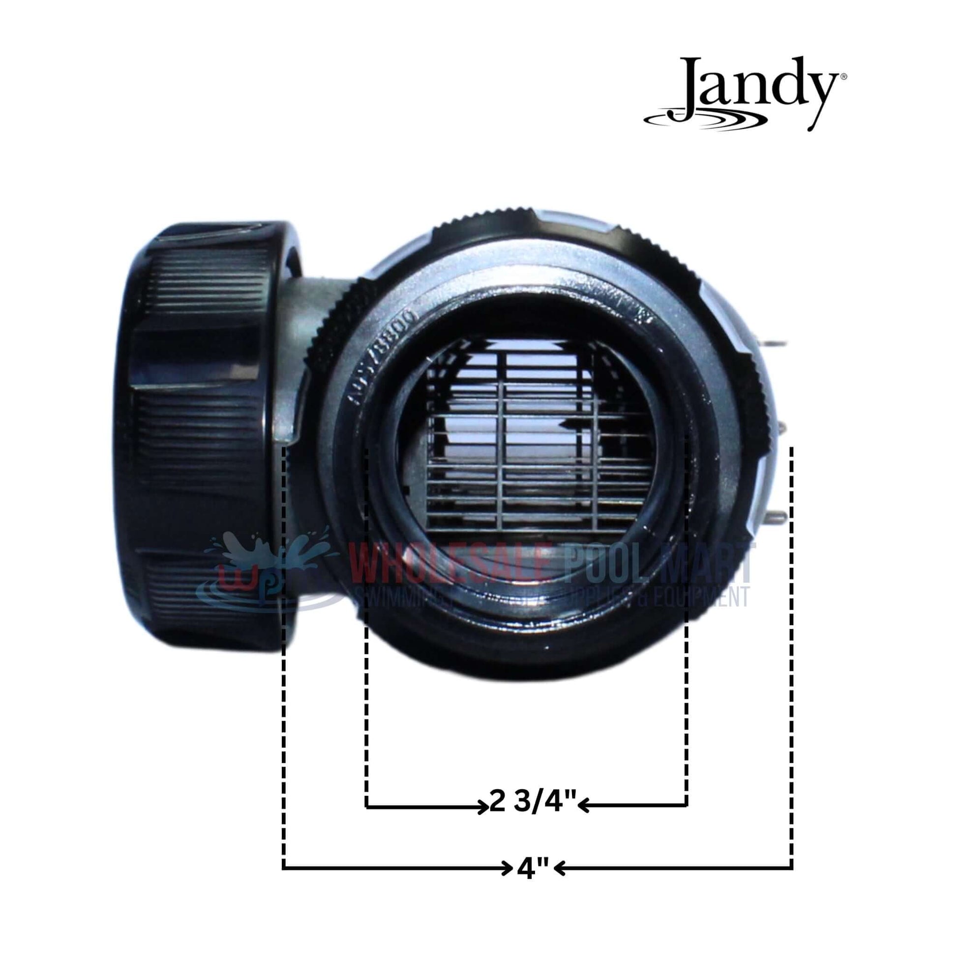 Jandy Aquapure PureLink Salt Cell Kit front view showing dimensions, compatible with Discount Pool Mart DPM for efficient chlorine generation.