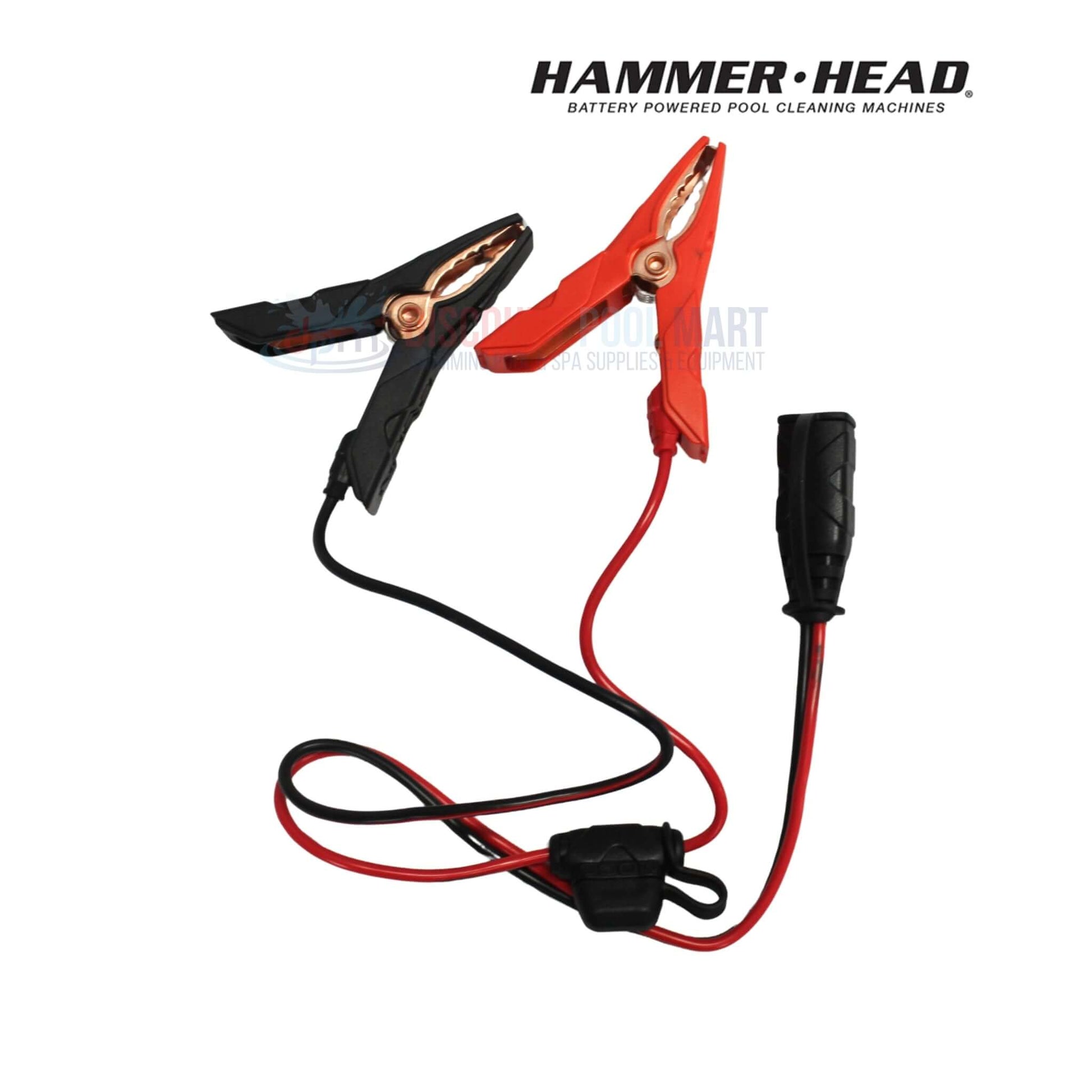 HammerHead Remora Portable Pool Vacuum XR1600 battery connectors, red and black clips, essential for pool supplies at Discount Pool Mart.