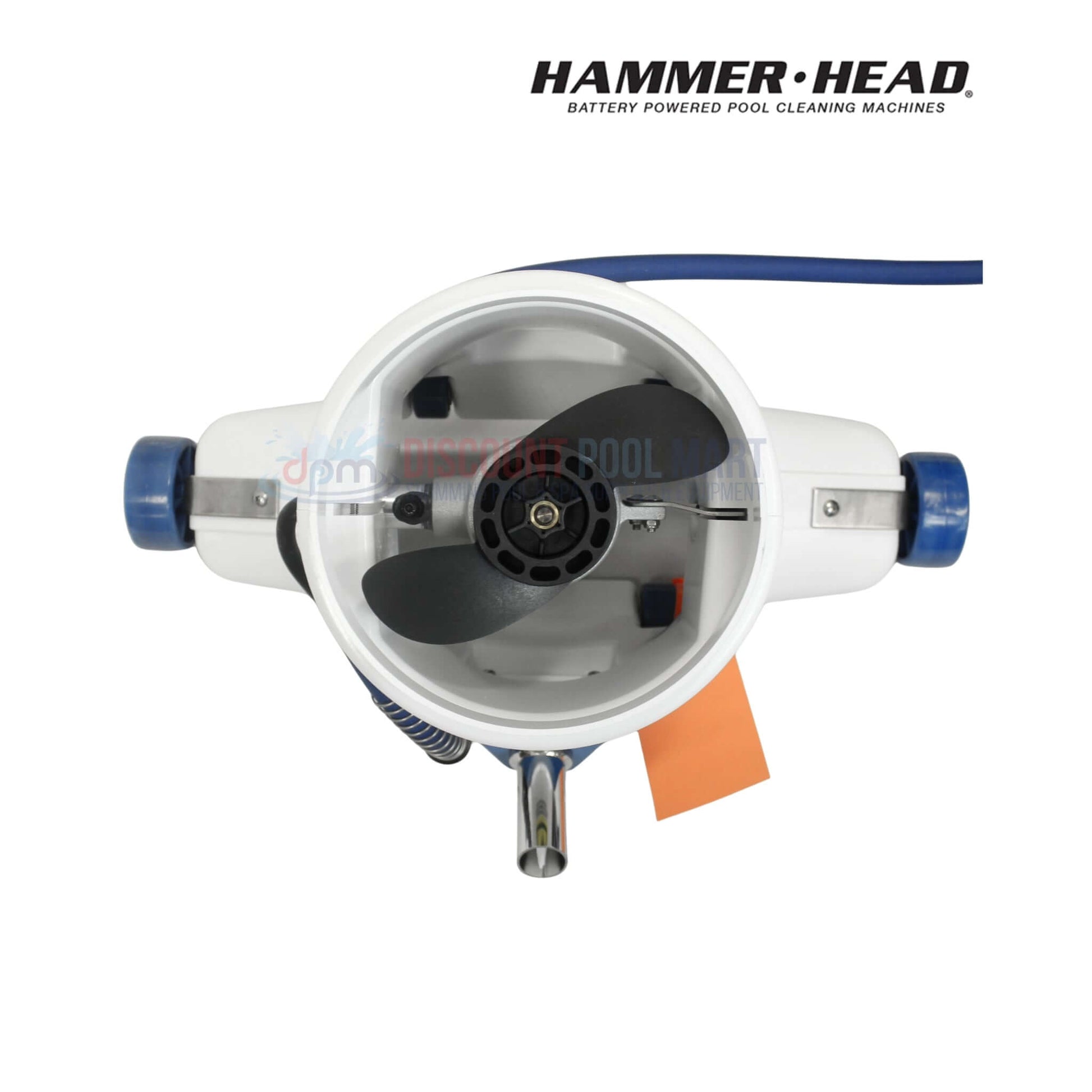 Top view of XR1600 | HammerHead Remora Portable Pool Vacuum showcasing the motor, in compact design ideal for effective pool cleaning.