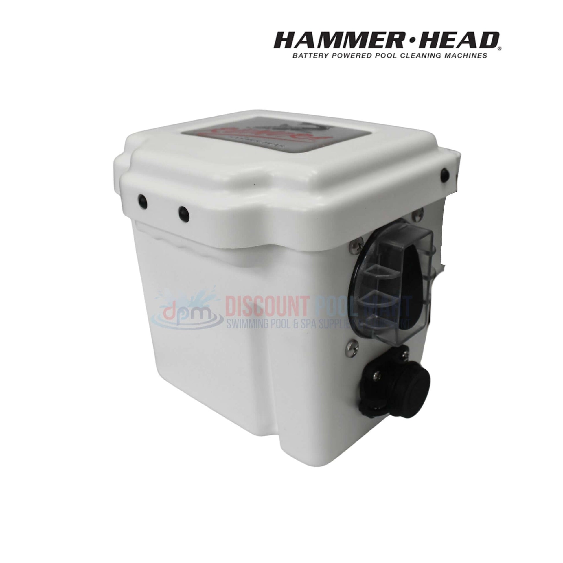 HammerHead Remora Portable Pool Vacuum XR1600 battery pack in white, featuring a compact design for easy pool cleaning. Discount Pool Mart.