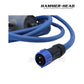 Close-up of the HammerHead XR1604 | HammerHead Remora Motor With 20' Cord power connector, featuring a blue cord for pool cleaning.