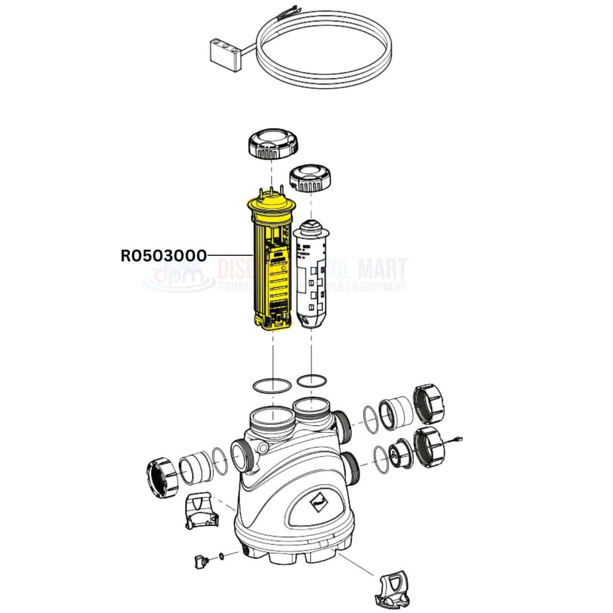 Zodiac Nature2 Fusion Soft 1400 Electrolytic Cell R0503000 diagram from Discount Pool Mart DPM.